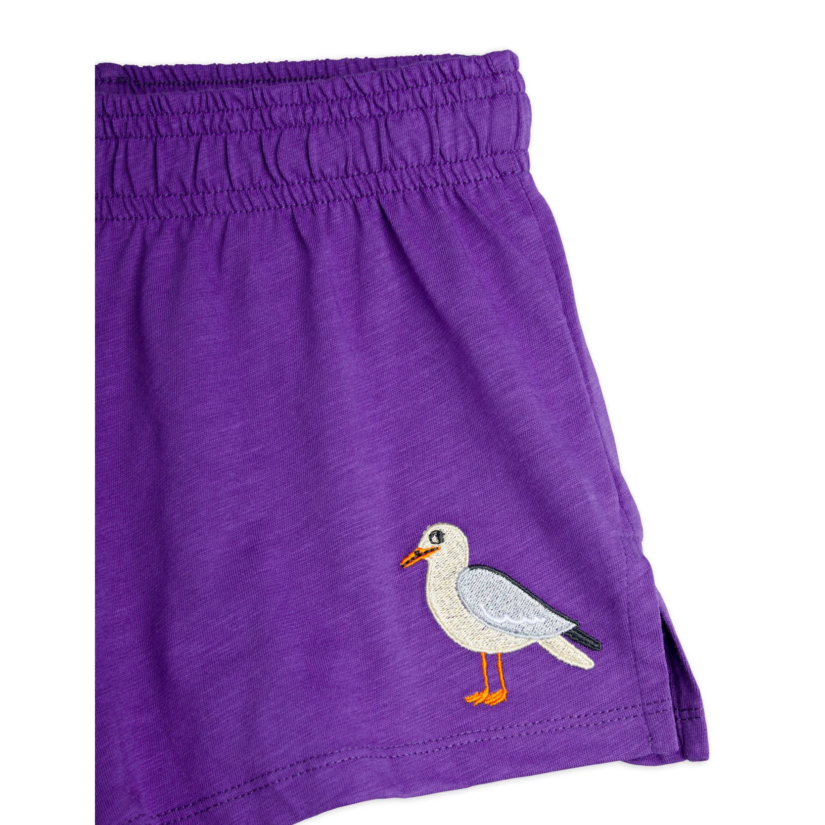 Mini Rodini Purple Seagull Embroidered Shorts - Image 3