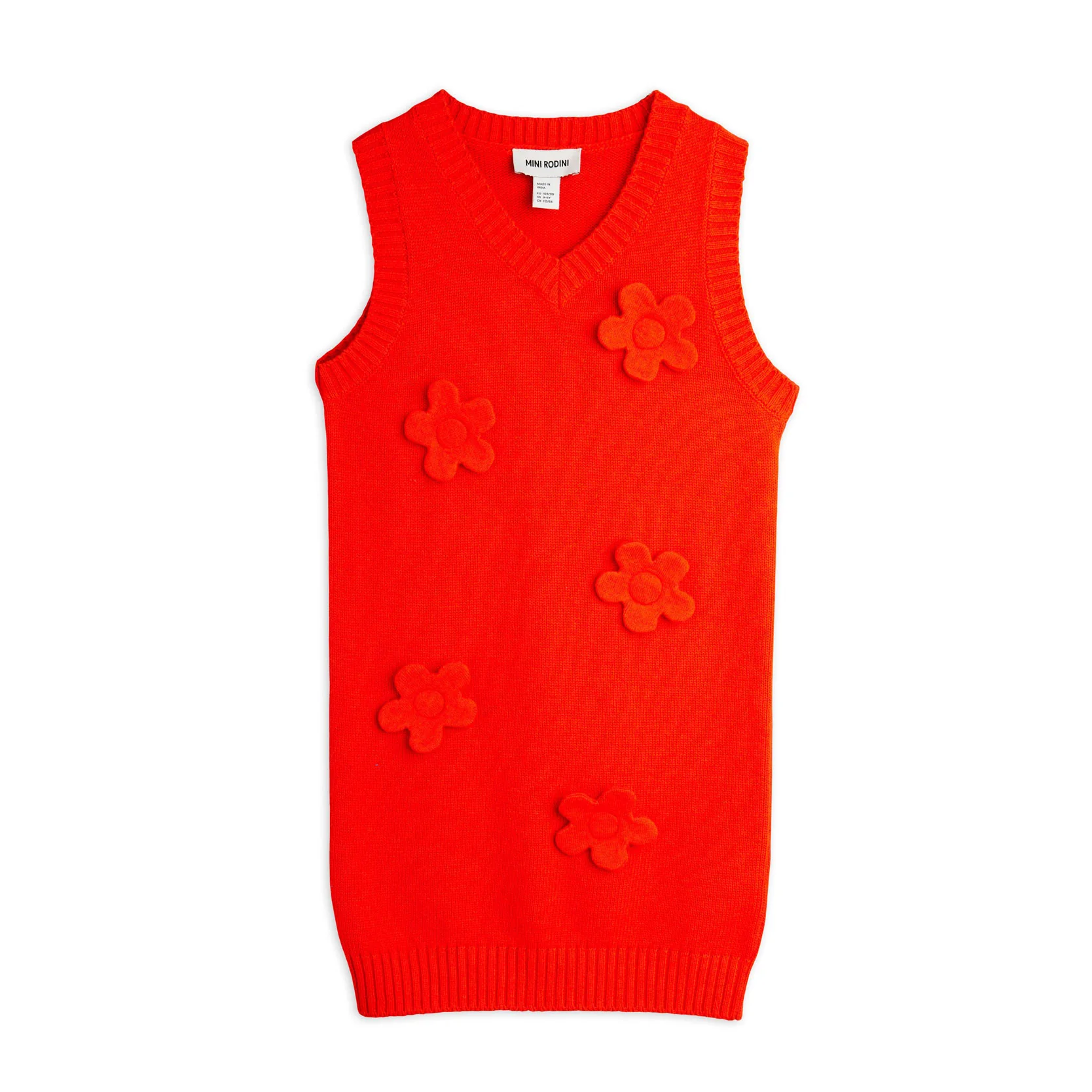 Mini Rodini Red Knitted Flower Vest Dress