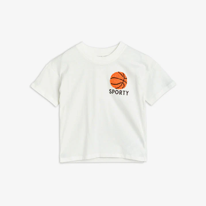 Mini Rodini White Basketball Chenille Embroideredroidered Tee