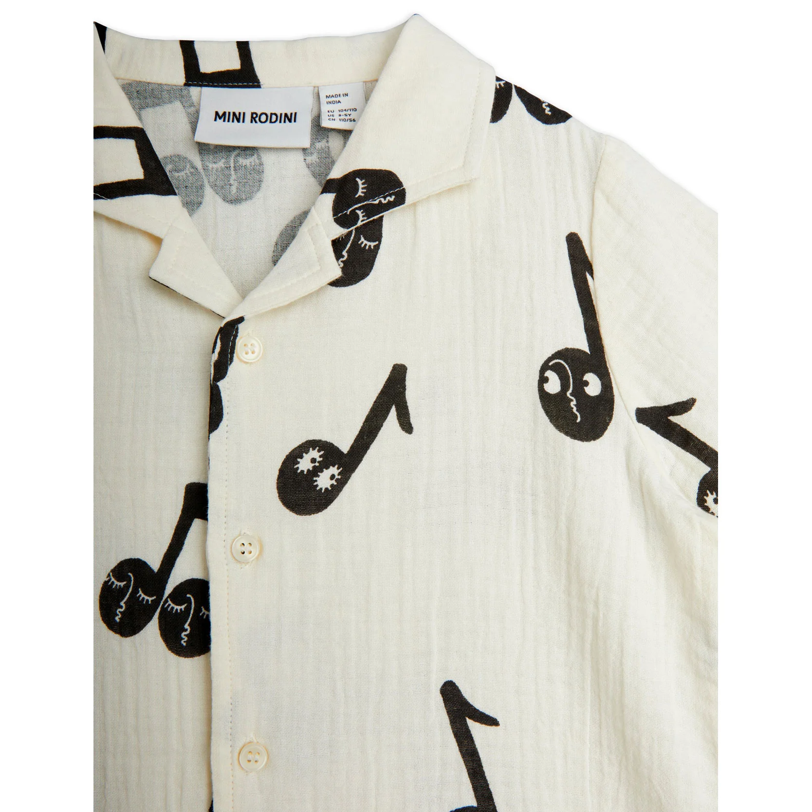 Mini Rodini White Note Muslin Shirt - Image 3