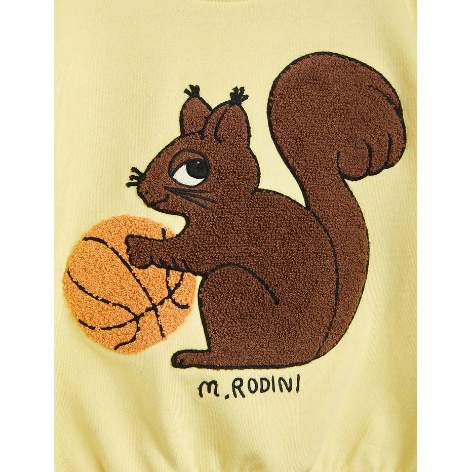Mini Rodini Yellow Squirrel Chenille Embroidered Sweatshirt - Image 2