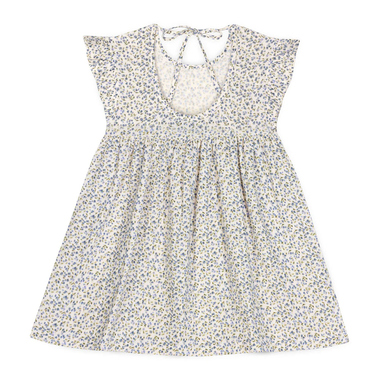 Mipounet Cream/Blue Printed Diana Muslin Dress - Image 2