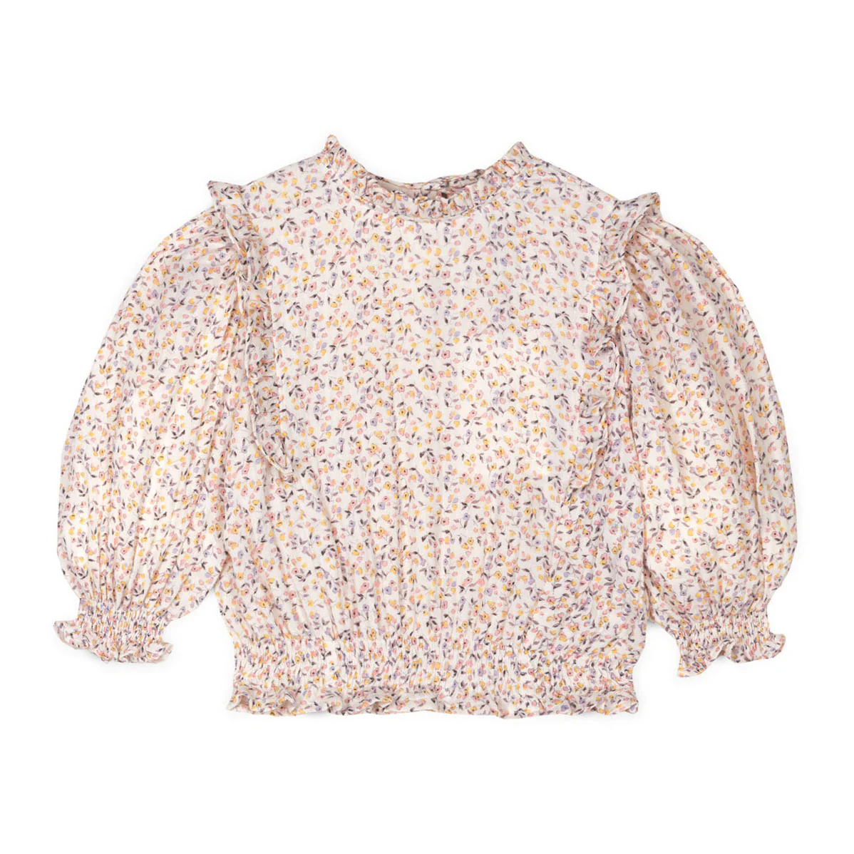 Mipounet Cream/Pink Printed Diana Muslin Blouse