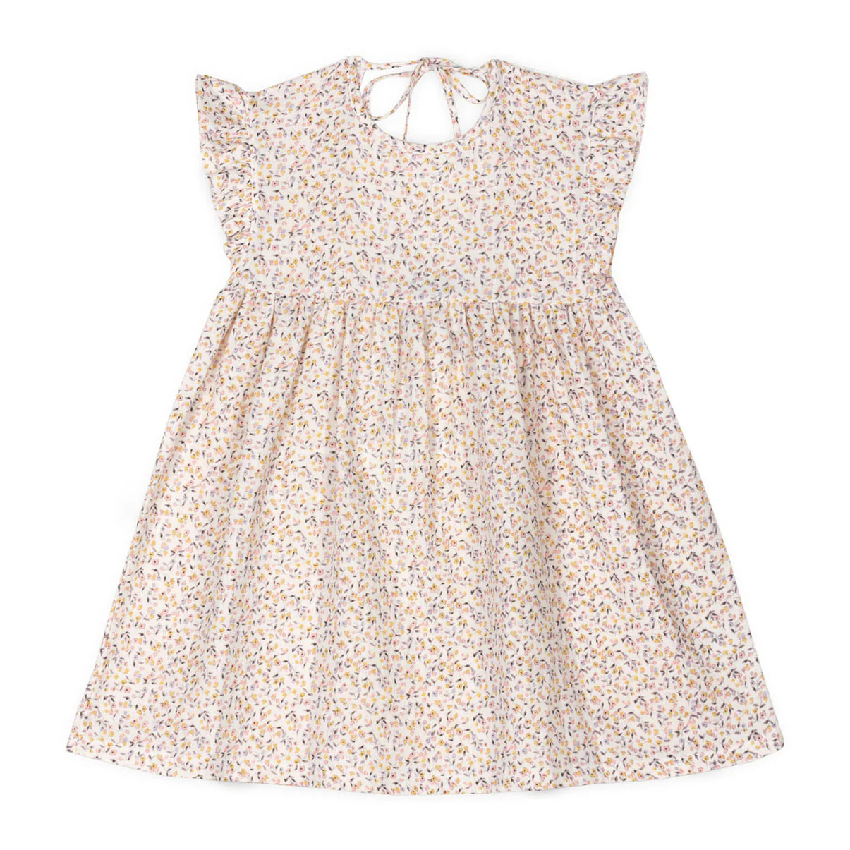Mipounet Cream/Pink Printed Diana Muslin Dress
