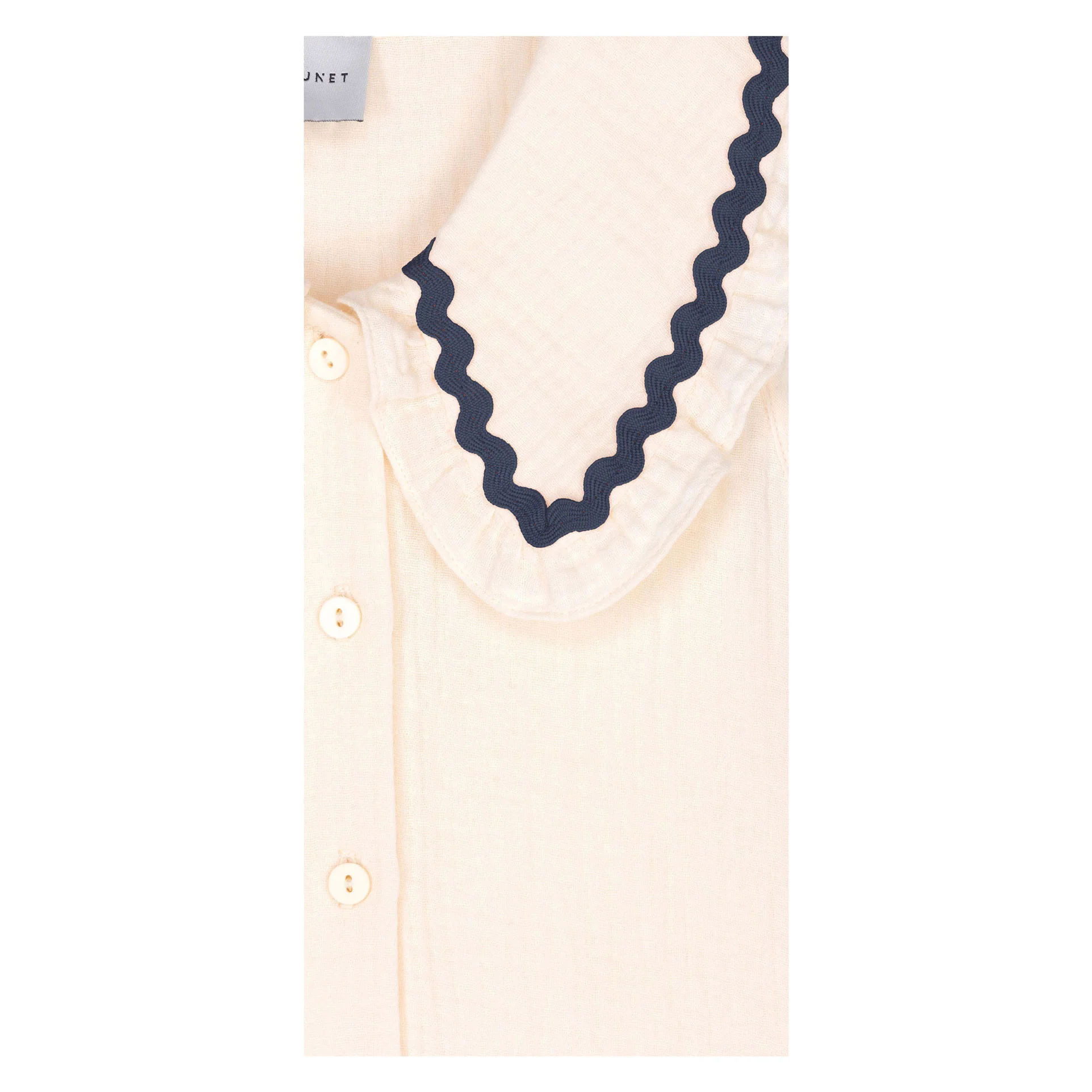 Mipounet Ecru/Navy Trim Althea Muslin Dress - Image 2
