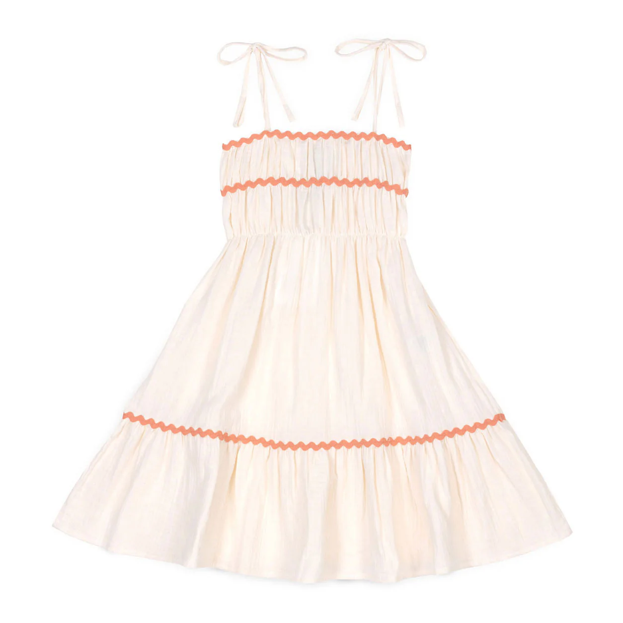 Mipounet Ecru/Salmon Anette Muslin Dress