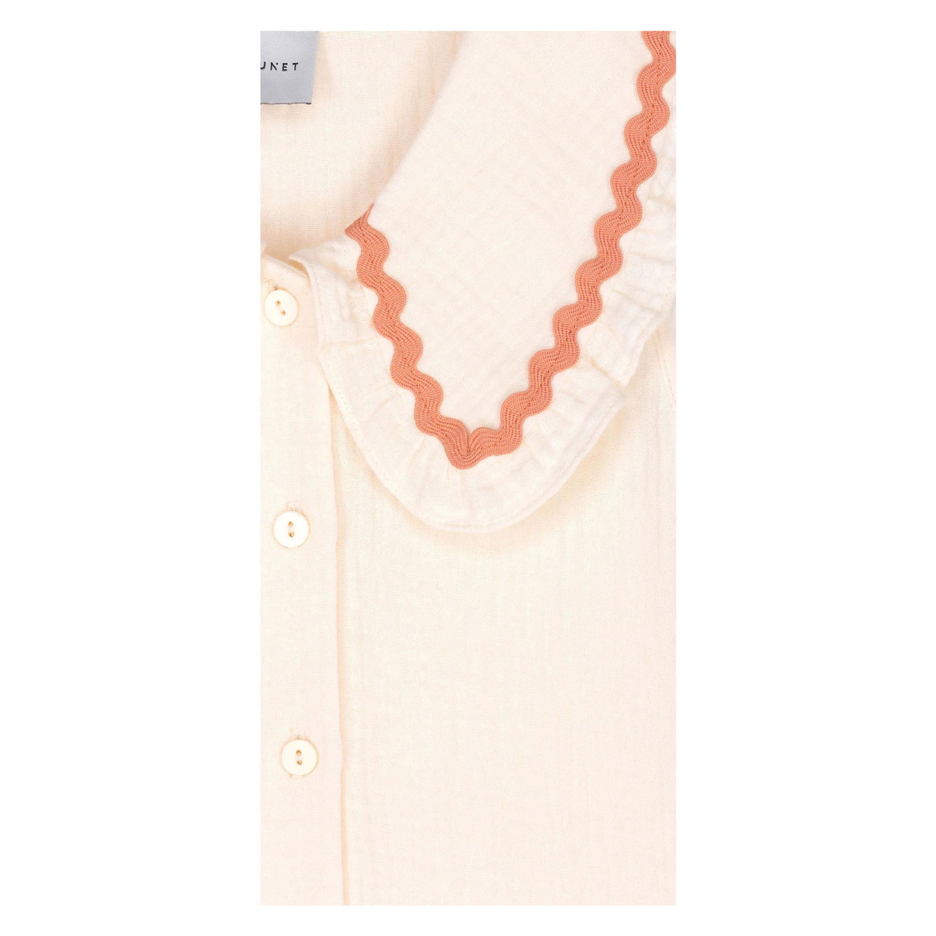 Mipounet Ecru/Salmon Trim Althea Muslin Dress - Image 3