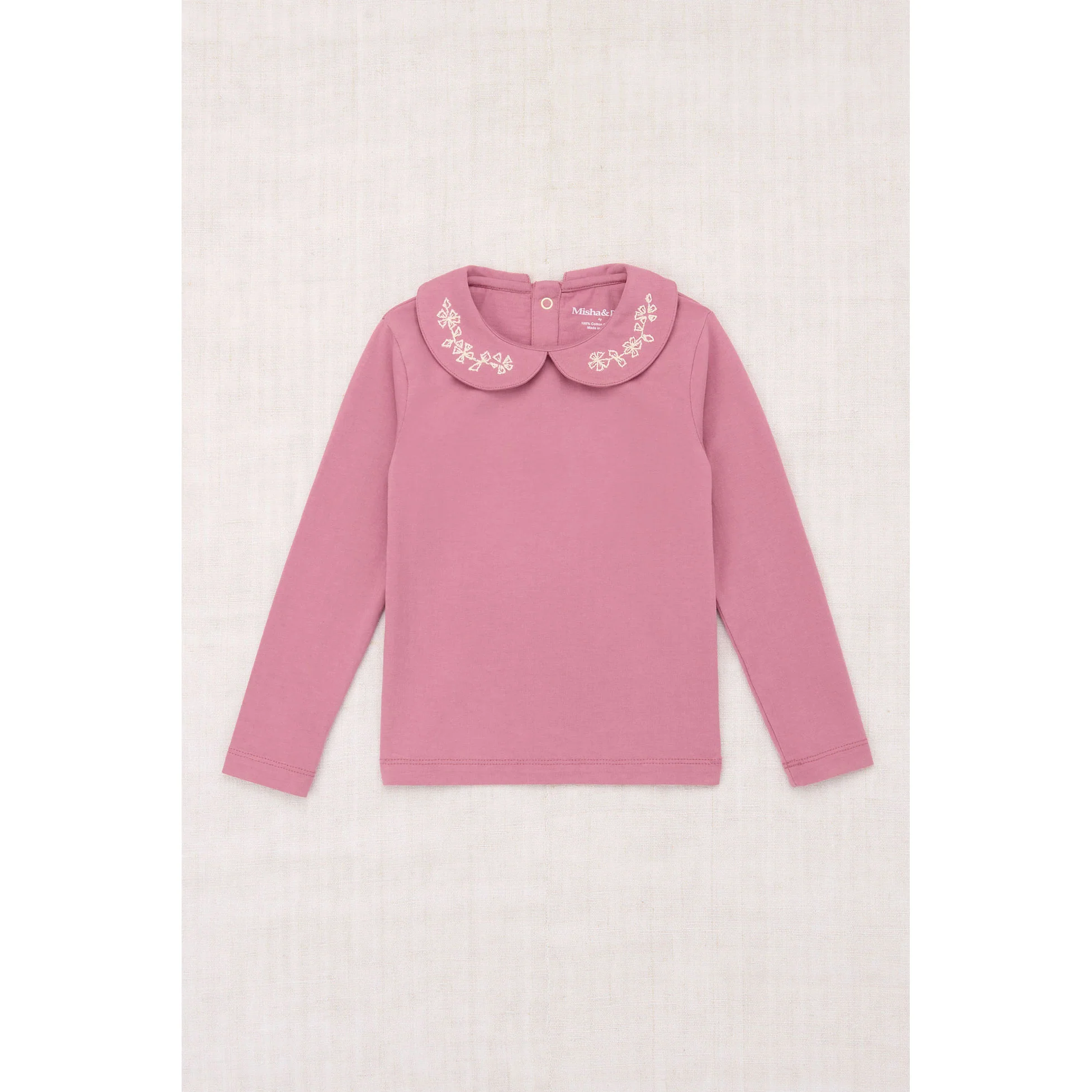 Misha and Puff  Antique Rose Embroidered Peter Pan Top