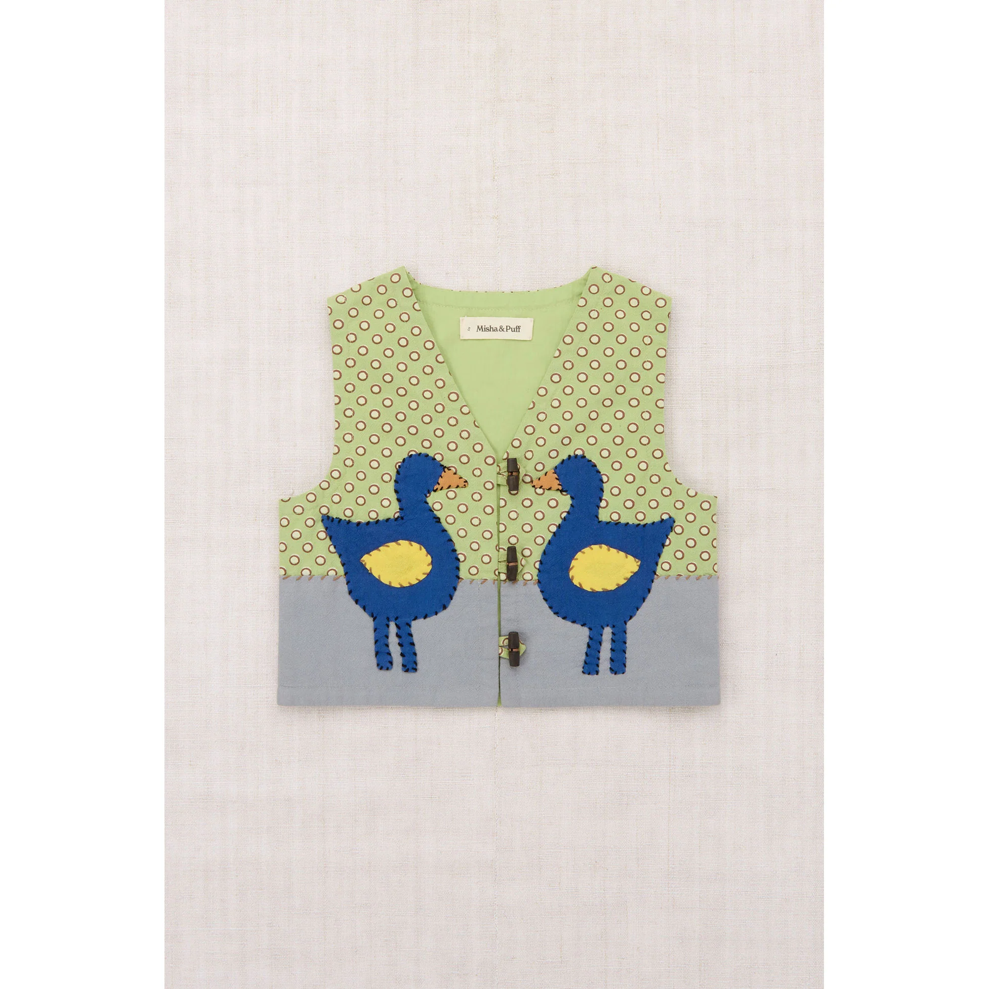 Misha and Puff Aventurine Ben-Day Dots Flock Applique Vest