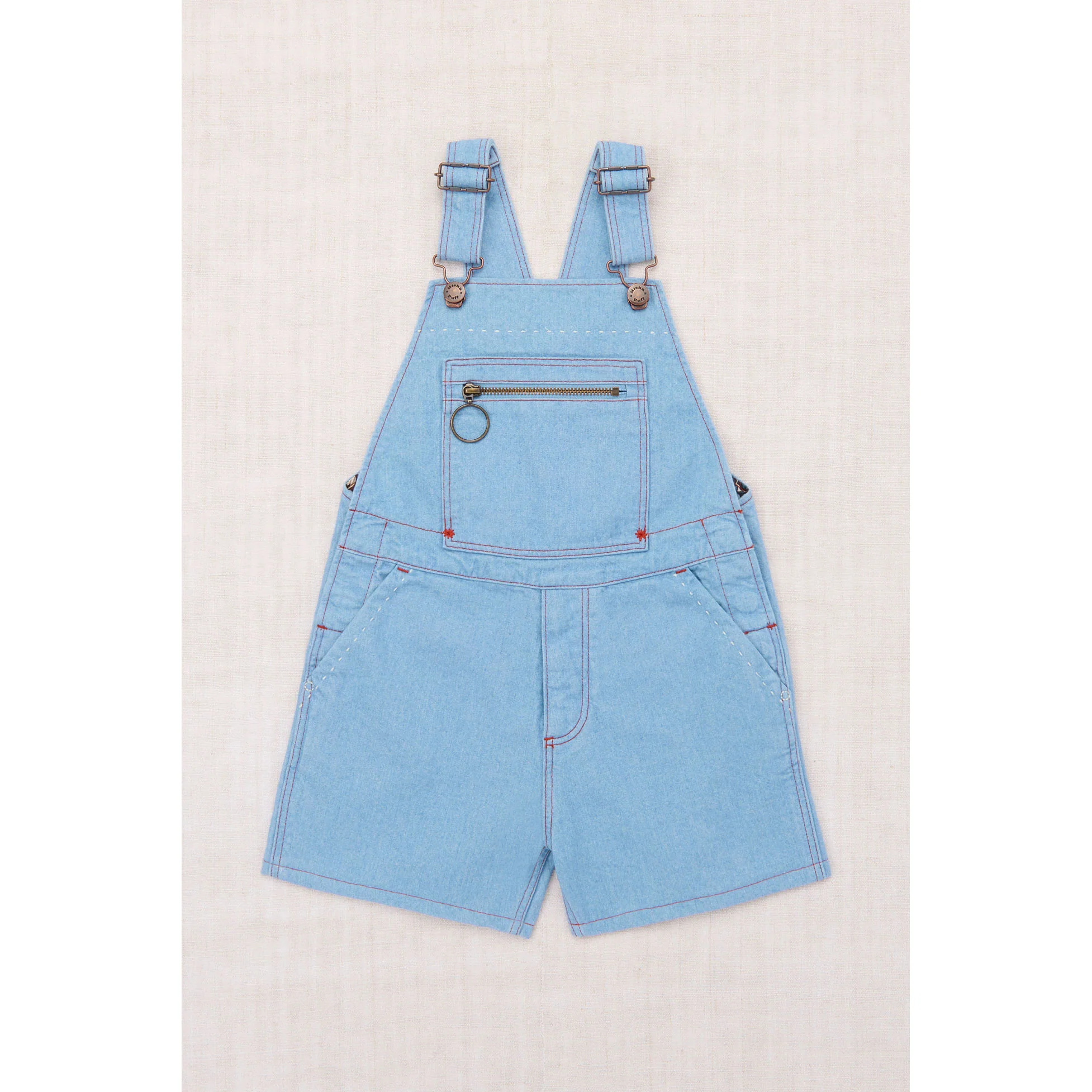 Misha and Puff Baby Blue Denim Zip Overall Shorts