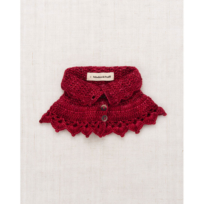 Misha and Puff Berry Crochet Button Collar
