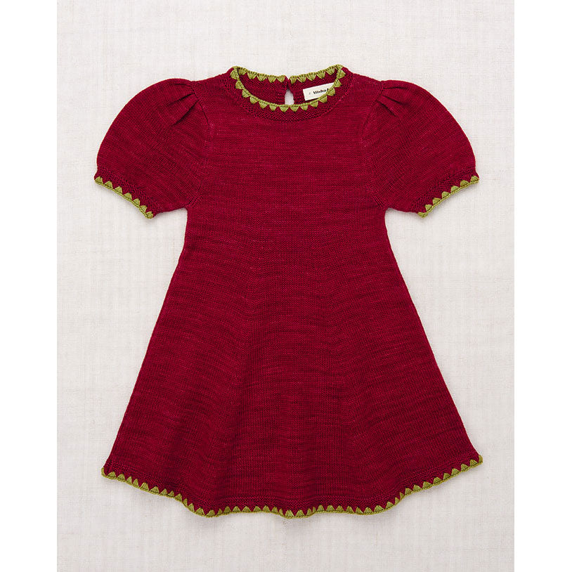 Misha and Puff  Berry Crochet Trim Puff Dress