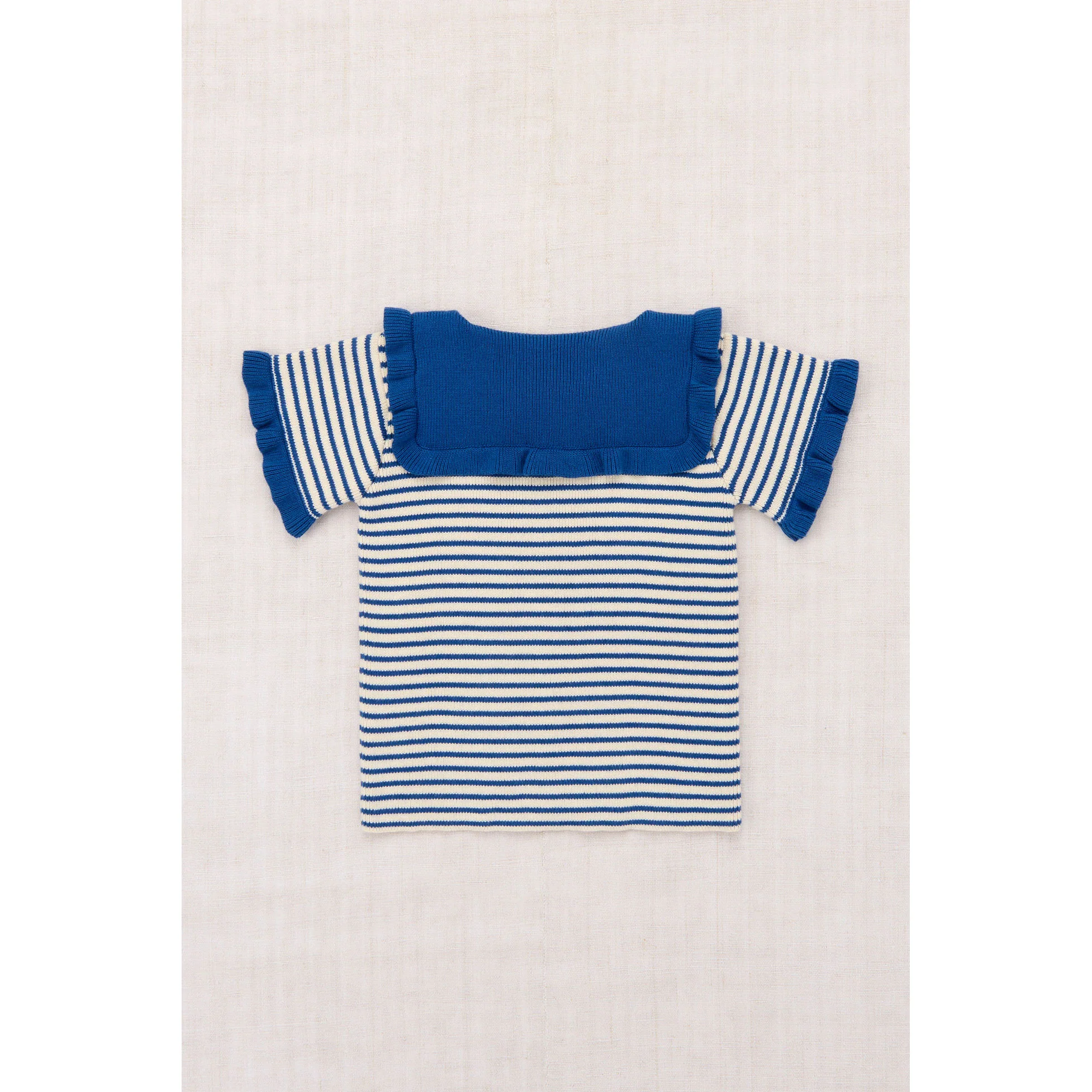 Misha and Puff   Blue Ribbon Stripe Ruffle Sailor Cardigan - Image 2