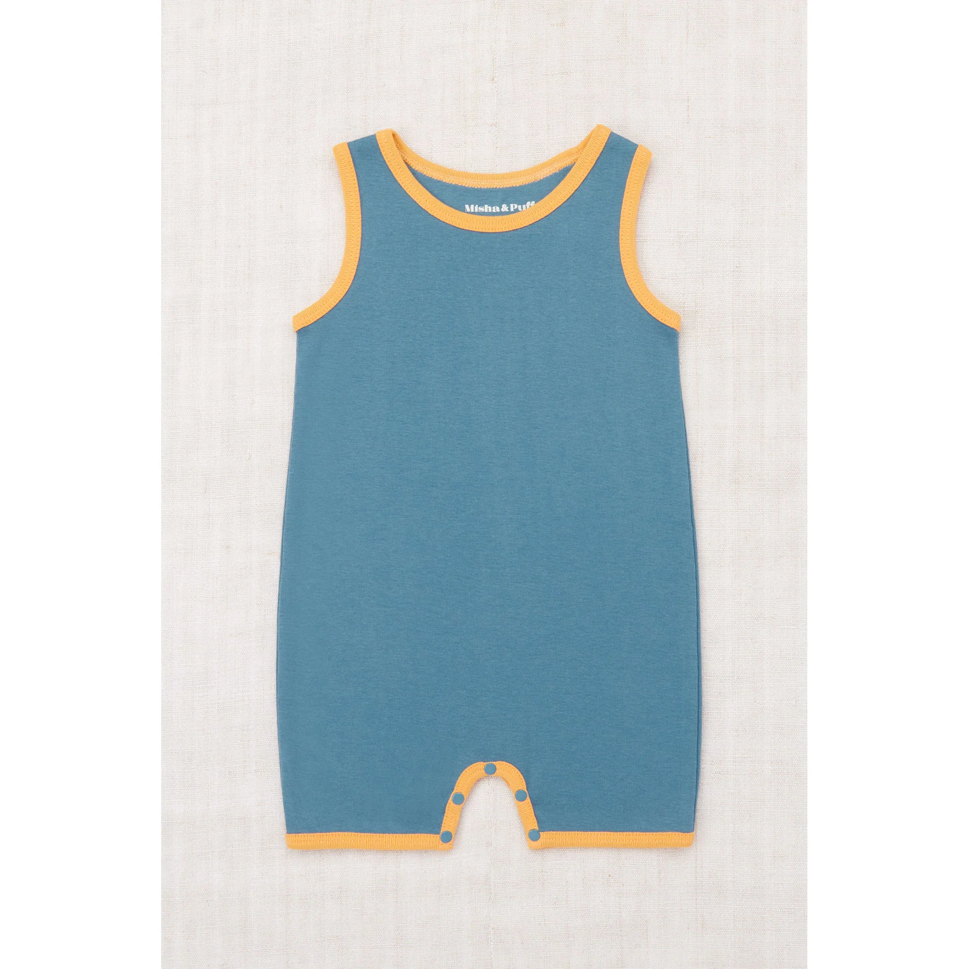 Misha and Puff Blue Slate Baby Tank Romper