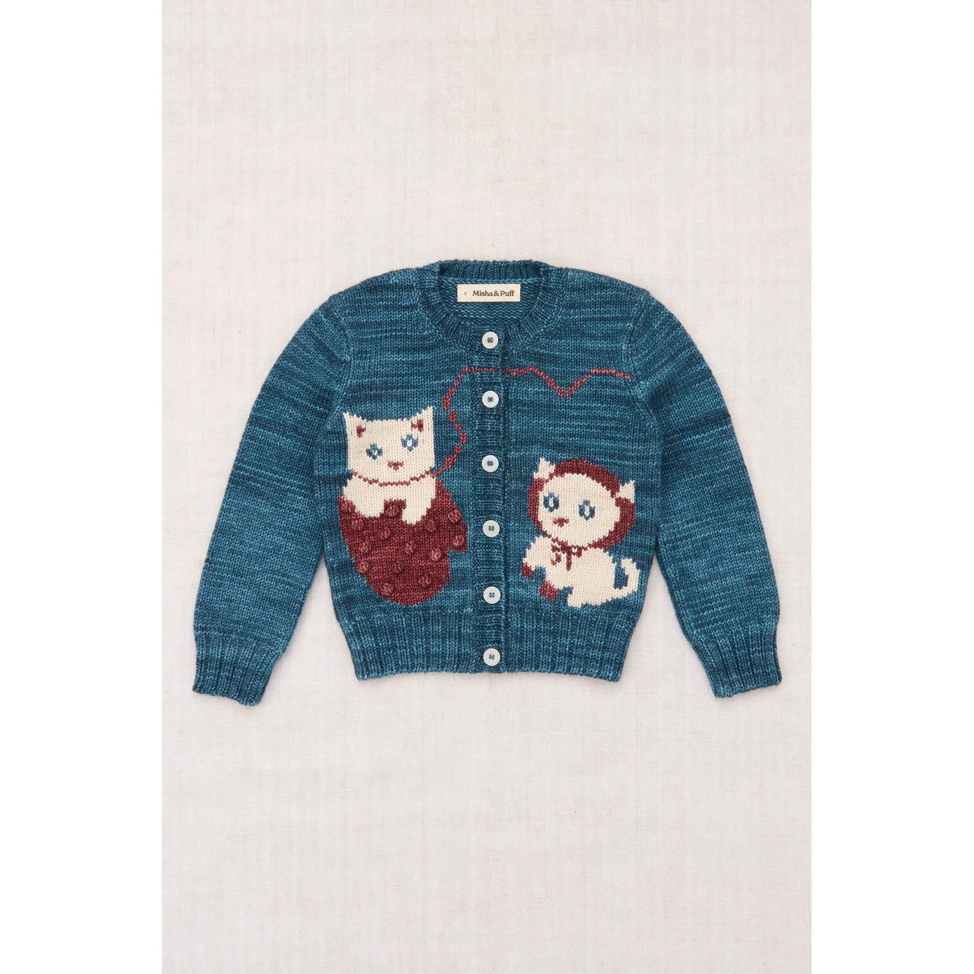 Misha and Puff Blue Smoke Three Little Kittens Cardigan