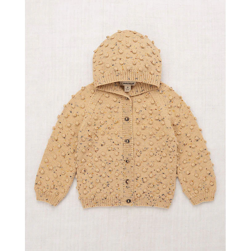 Misha and Puff Camel Confetti Hooded Popcorn Cardigan