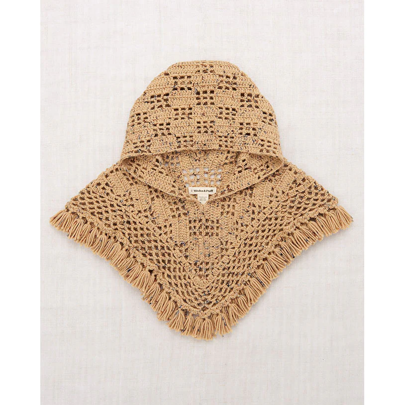 Misha and Puff Camel Confetti Lattice Crochet Hooded Capelet