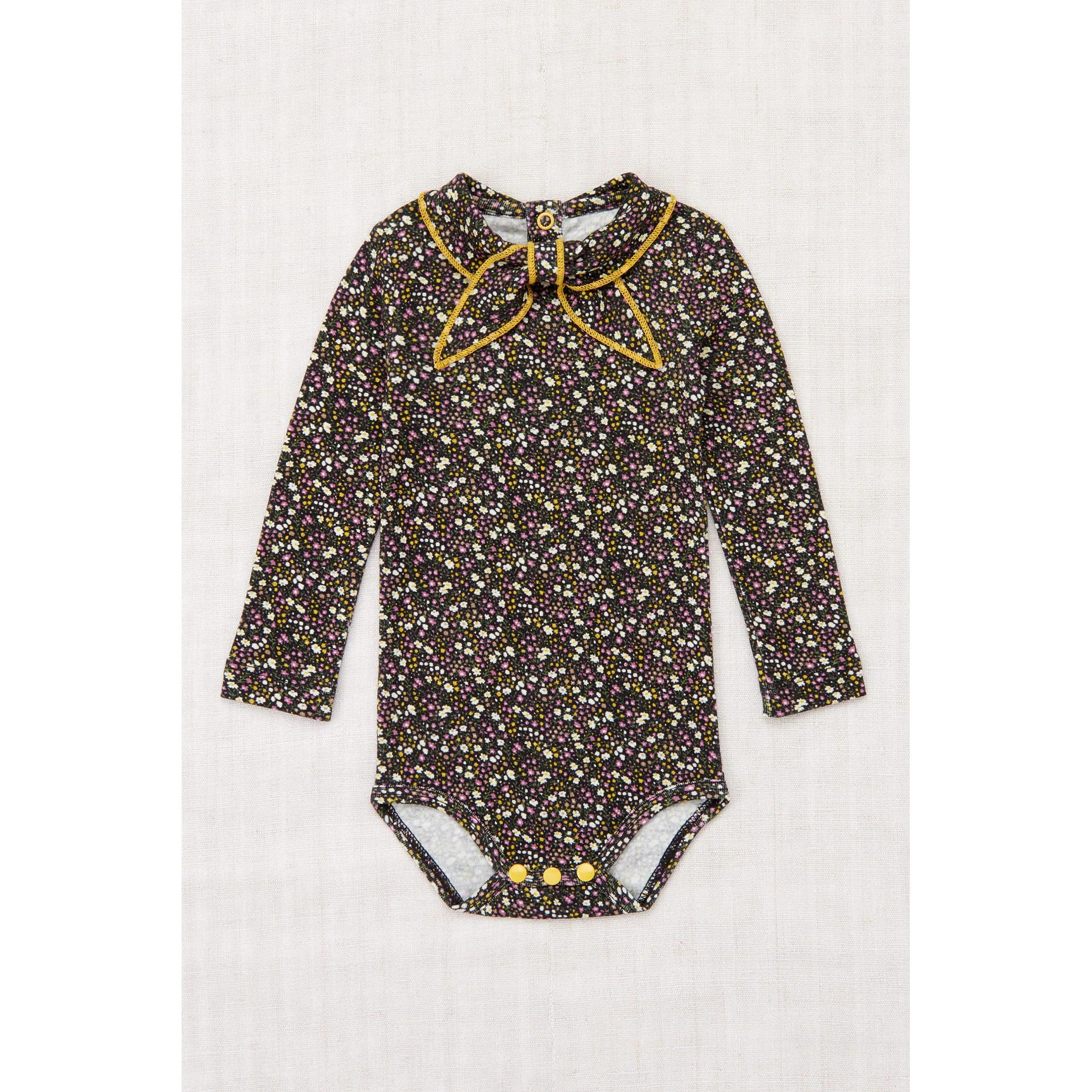 Misha and Puff Carbon/Periwinkle Mini Floral Scout Onesie
