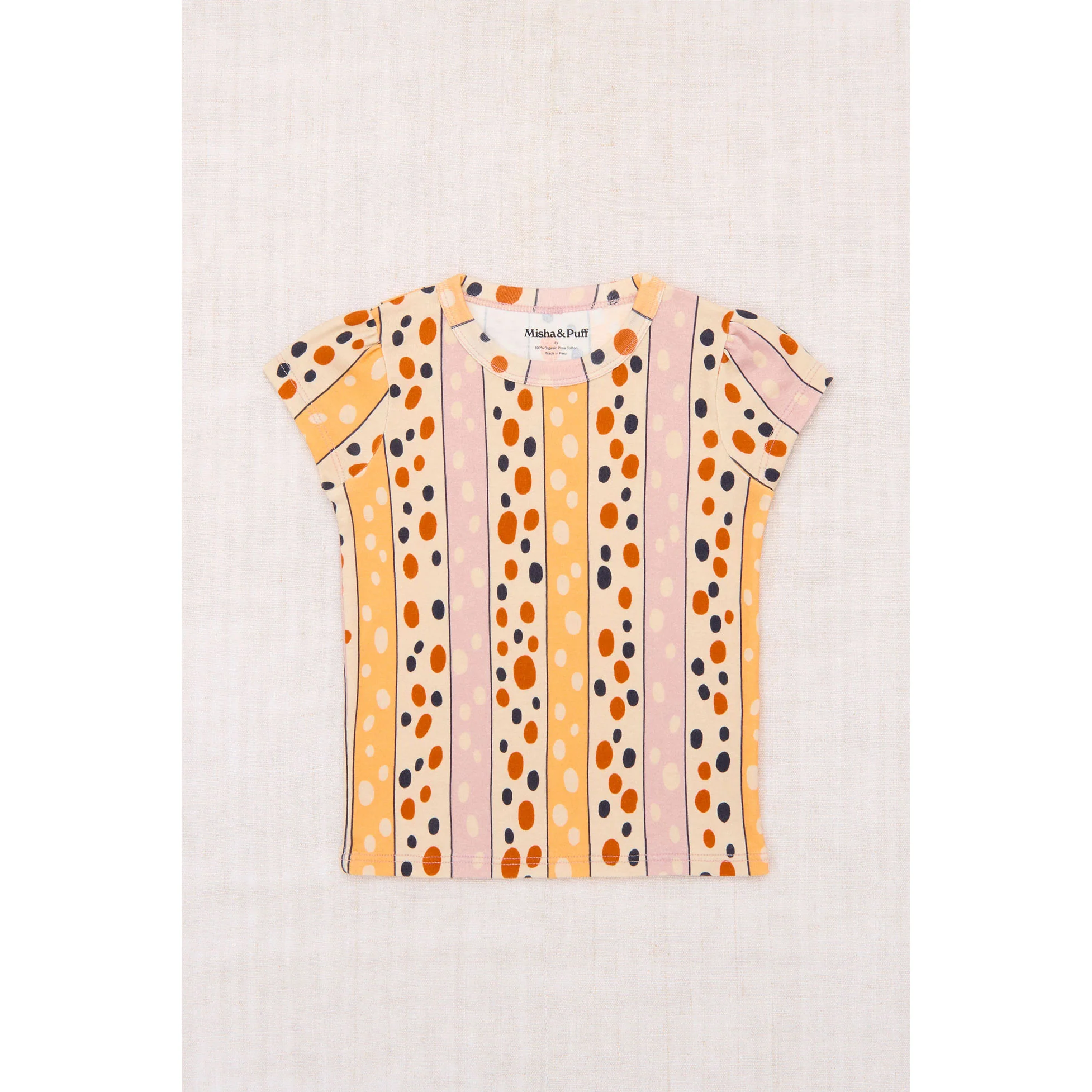 Misha and Puff Frangipani Polka-Stripe Cap Sleeve Tee