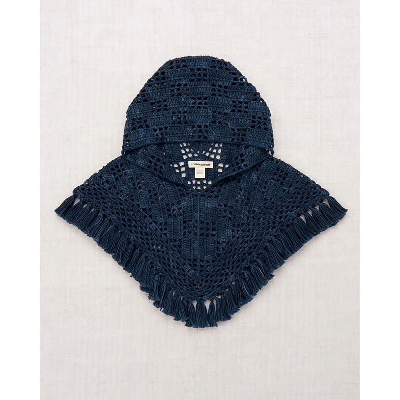 Misha and Puff  Ink Lattice Crochet Hooded Capelet