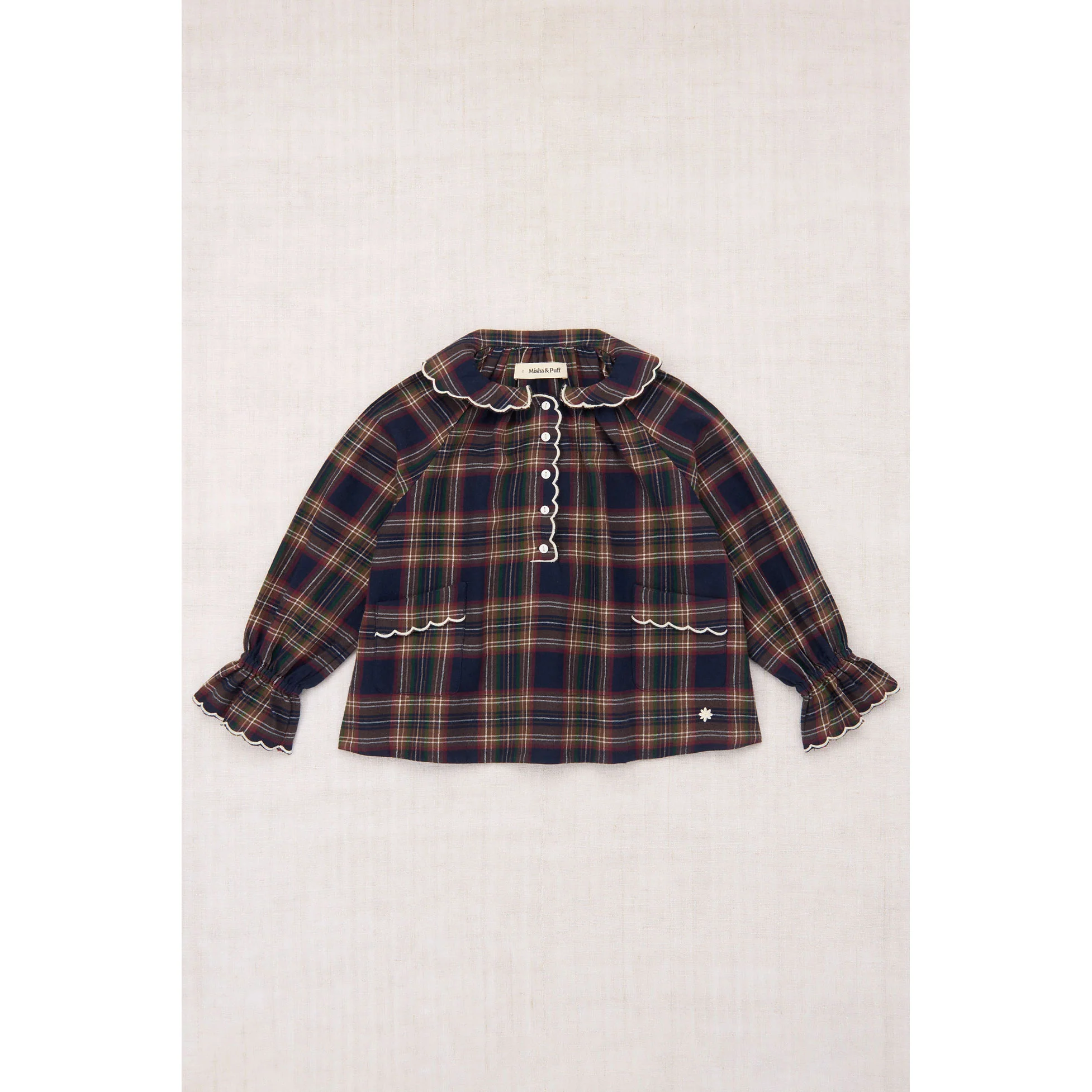 Misha and Puff  Ink Plaid Monroe Top