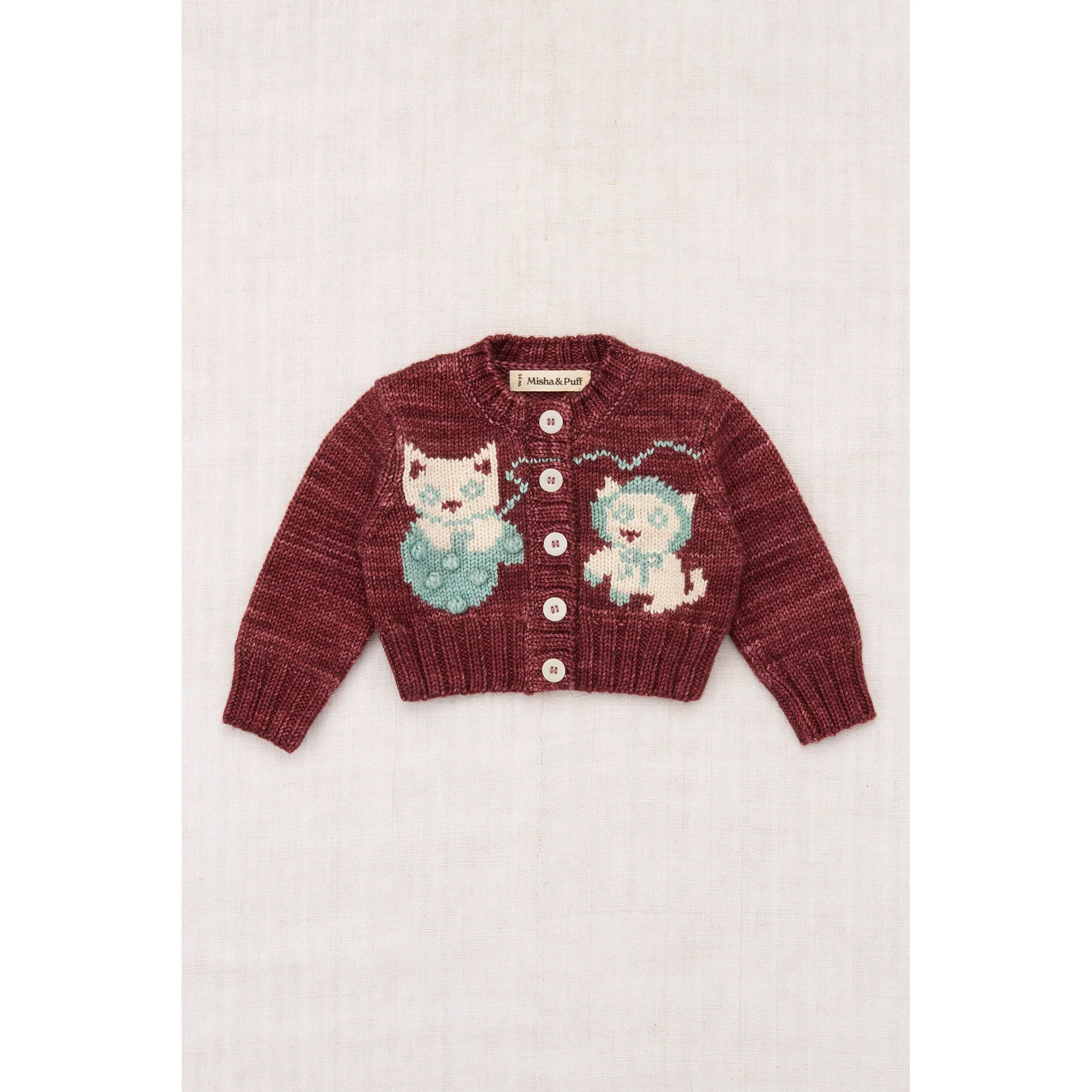 Misha and Puff Madder Root Baby Three Little Kittens Cardigan