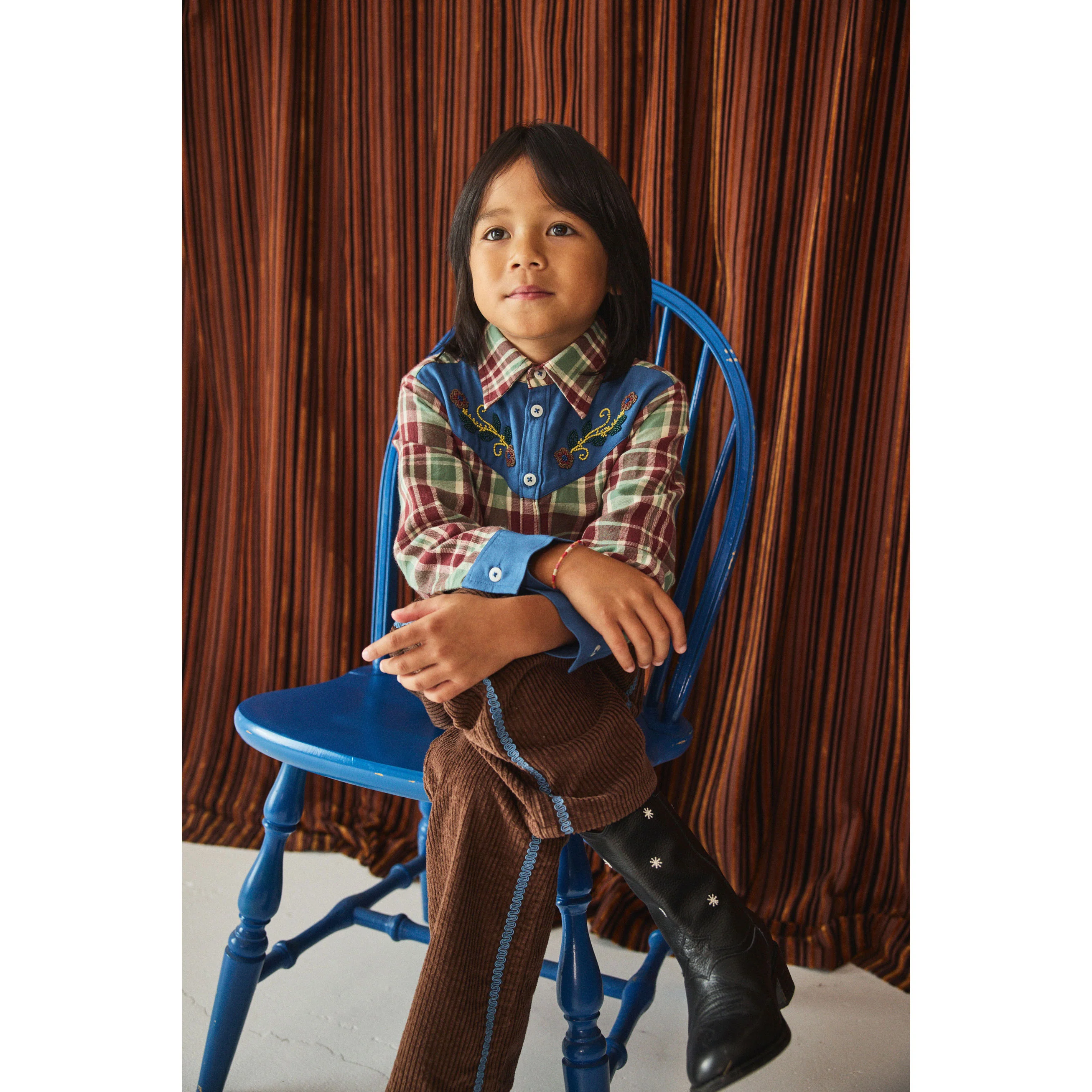 Misha and Puff Madder Root Plaid Boone Shirt - Image 3