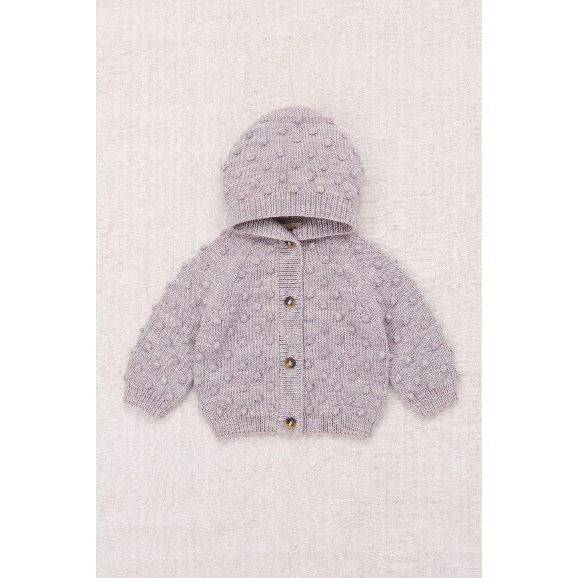 Misha and Puff Mist Baby Hooded Popcorn Cardigan