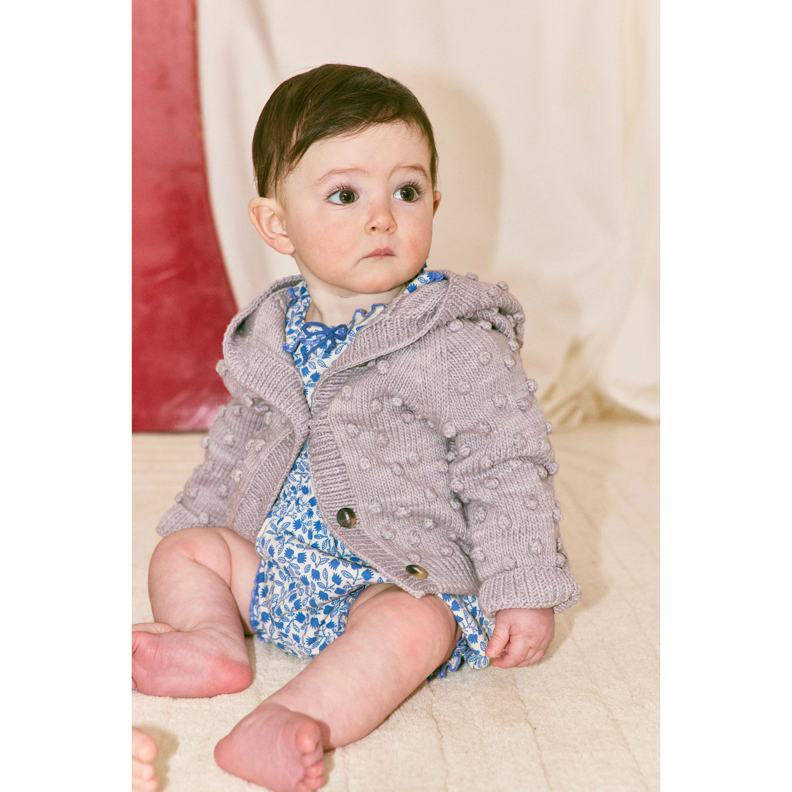 Misha and Puff Mist Baby Hooded Popcorn Cardigan - Image 2