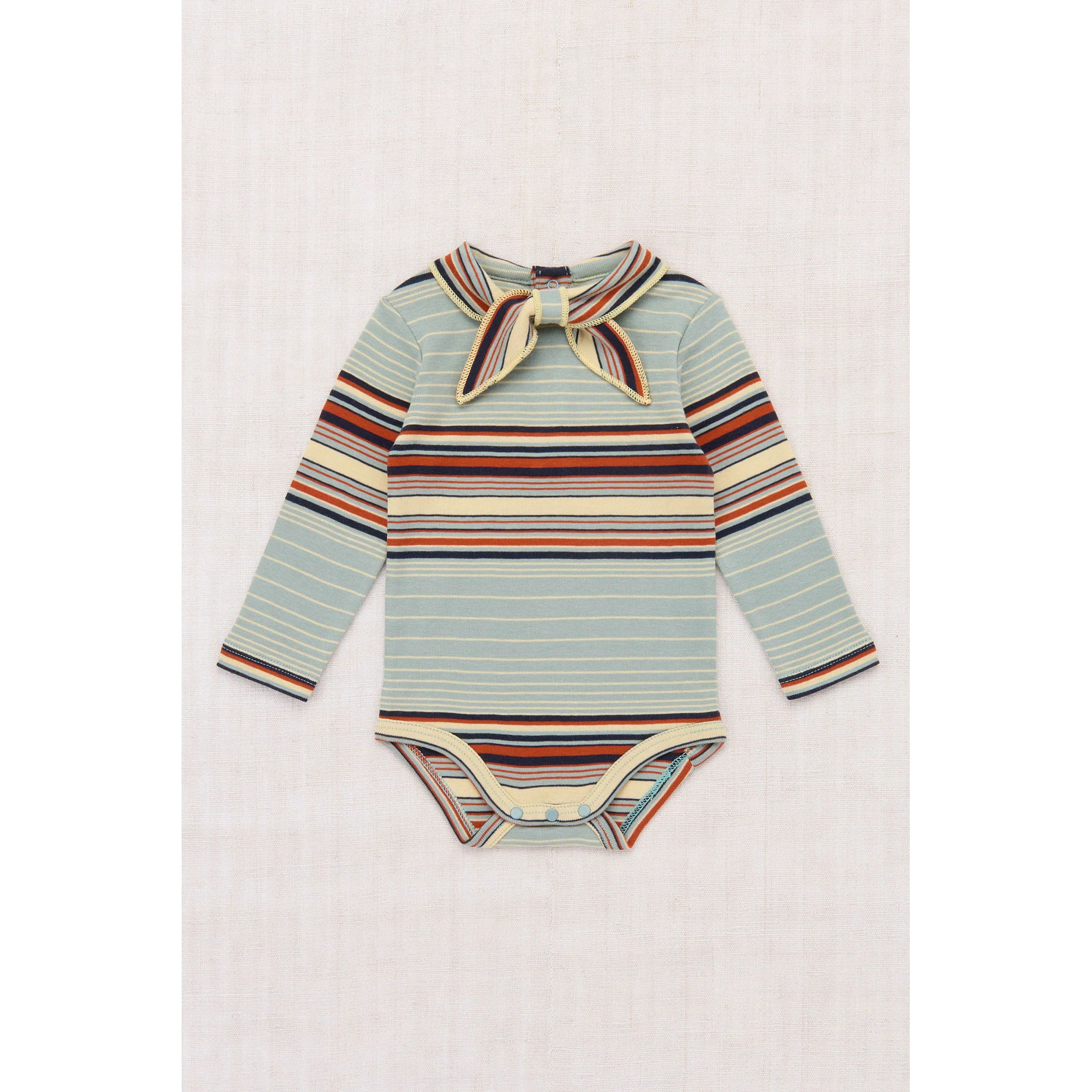 Misha and Puff Overcast Patio Stripe Baby Long Sleeve Scout Onesie