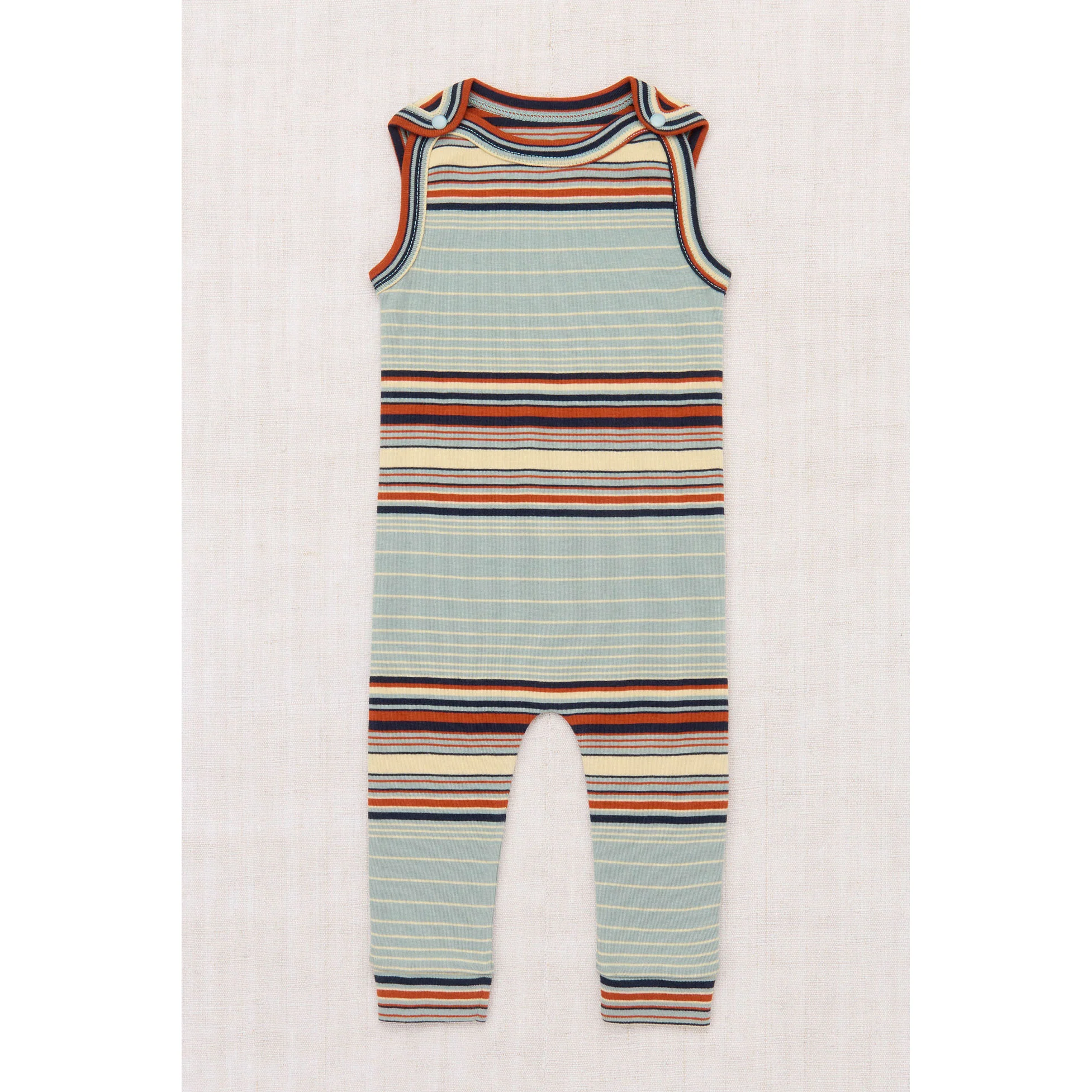 Misha and Puff Overcast Patio Stripe Baby Snap Overall