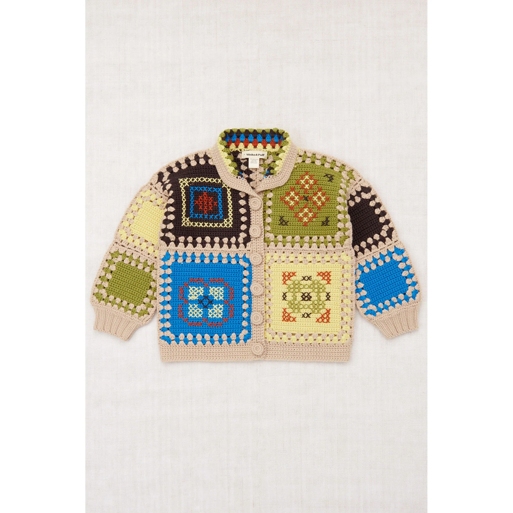 Misha and Puff Patina Cross Stitch Crochet Cardigan
