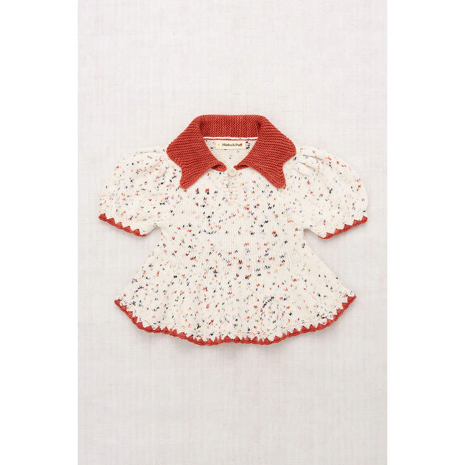 Misha and Puff Picnic Confetti Crochet Trim Puff Top