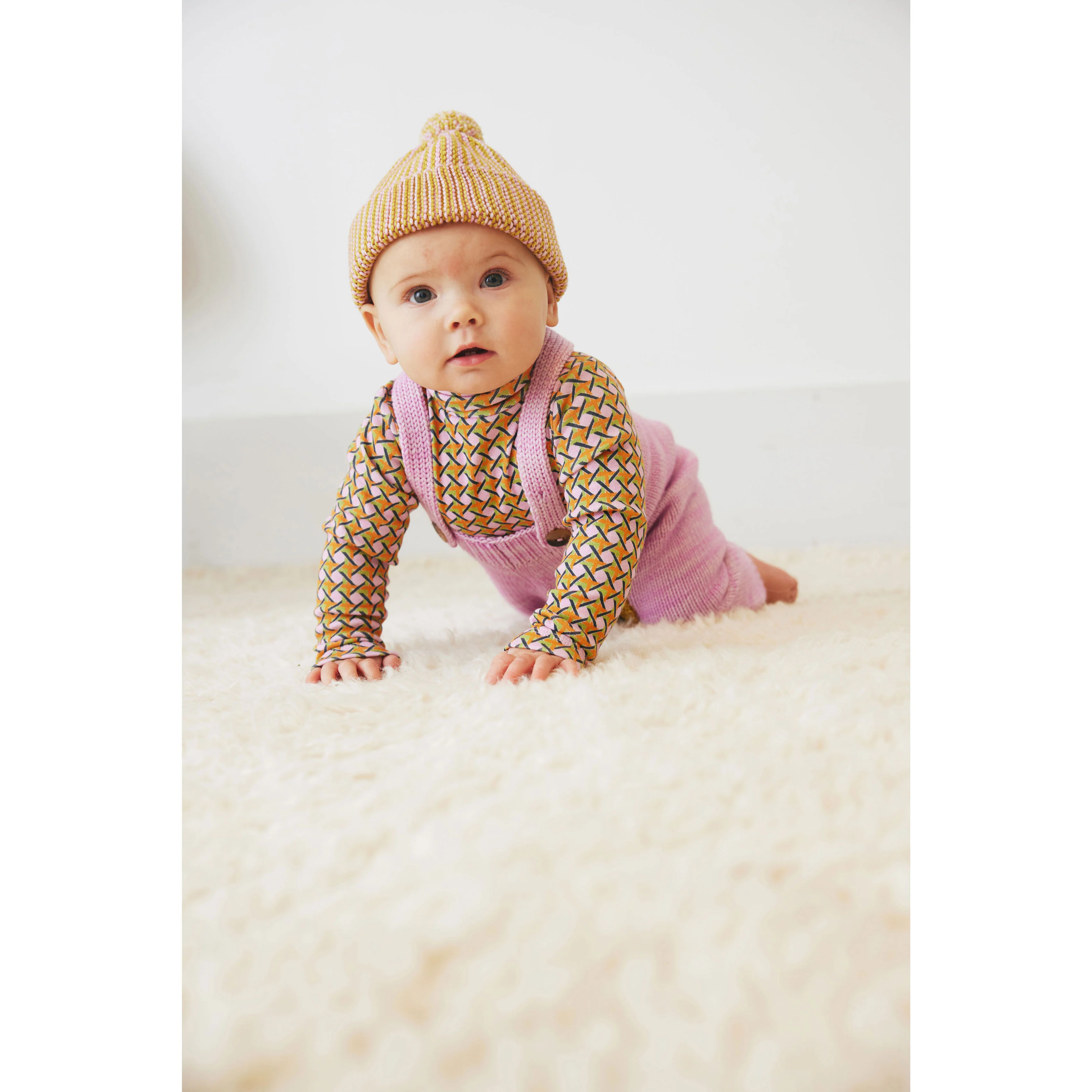 Misha and Puff Pink Lilac Lattice Baby Turtleneck - Image 2