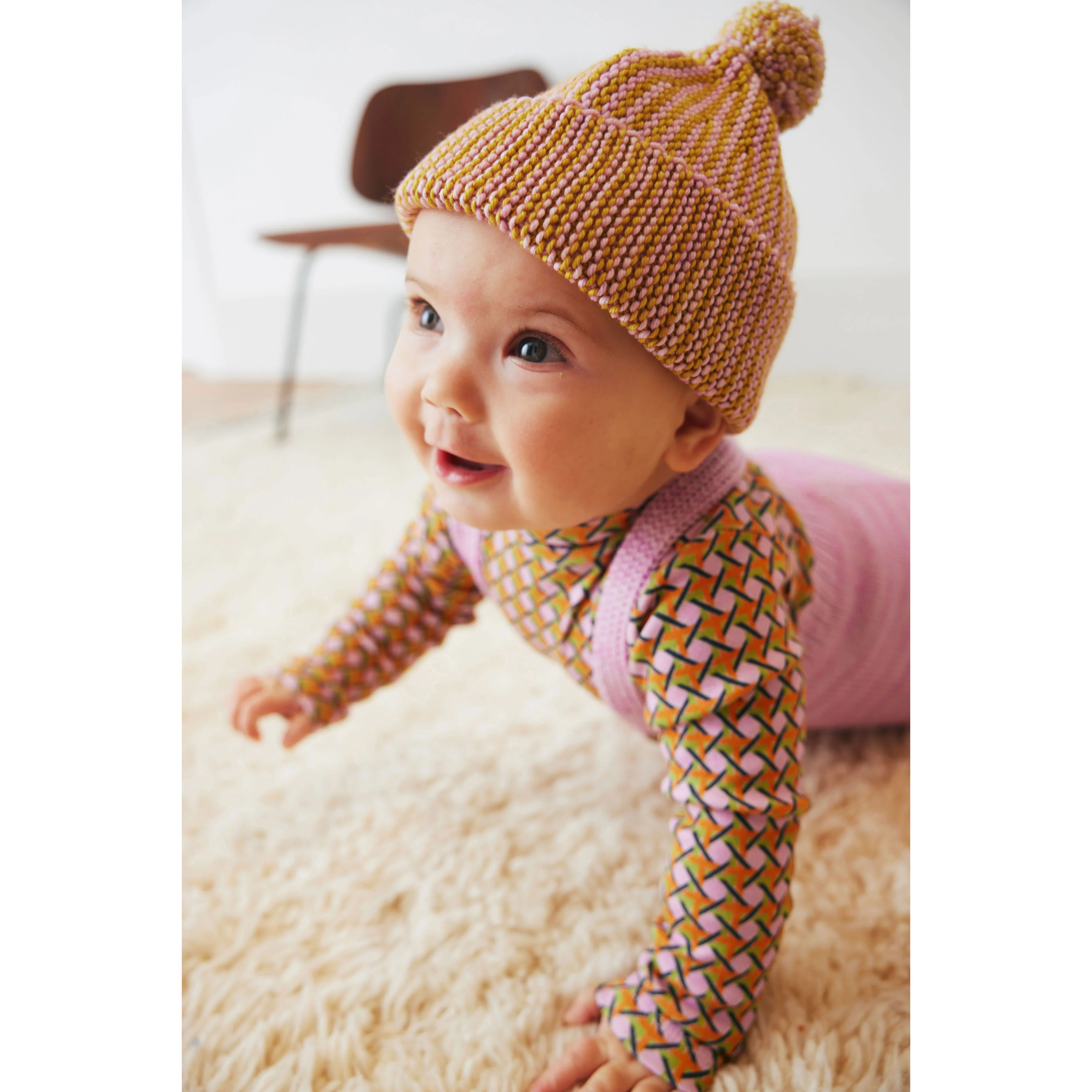 Misha and Puff Pink Lilac Lattice Baby Turtleneck - Image 3