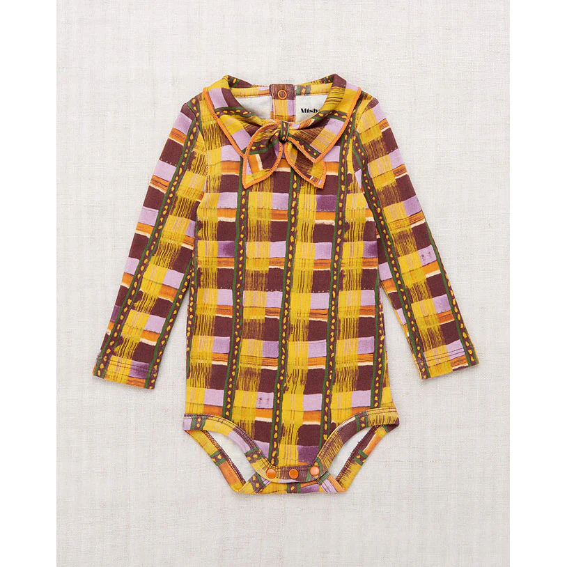 Misha and Puff Plum Watercolor Stripe Scout Onesie