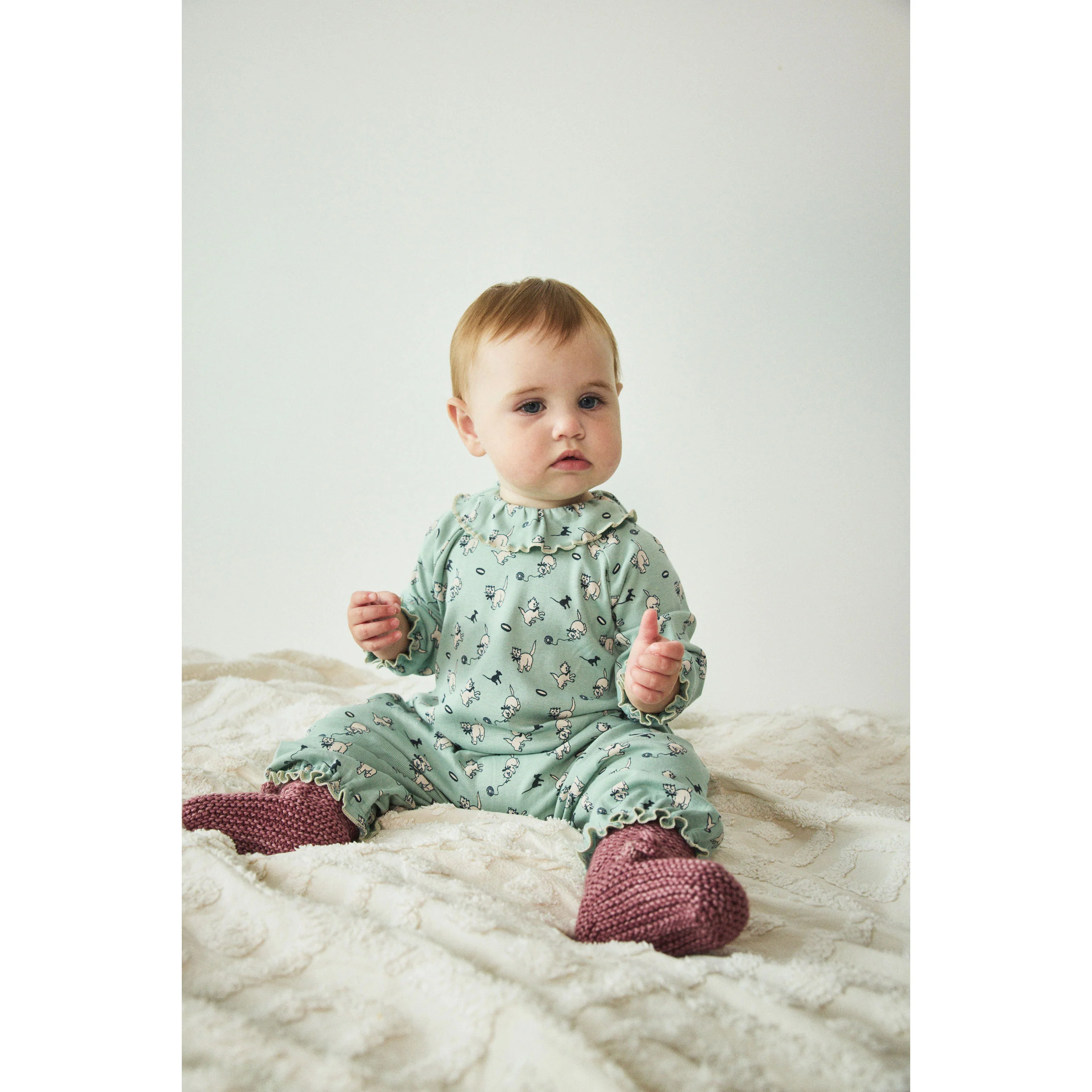 Misha and Puff Sage Cat & Mouse Baby Pierrot Onesie - Image 2