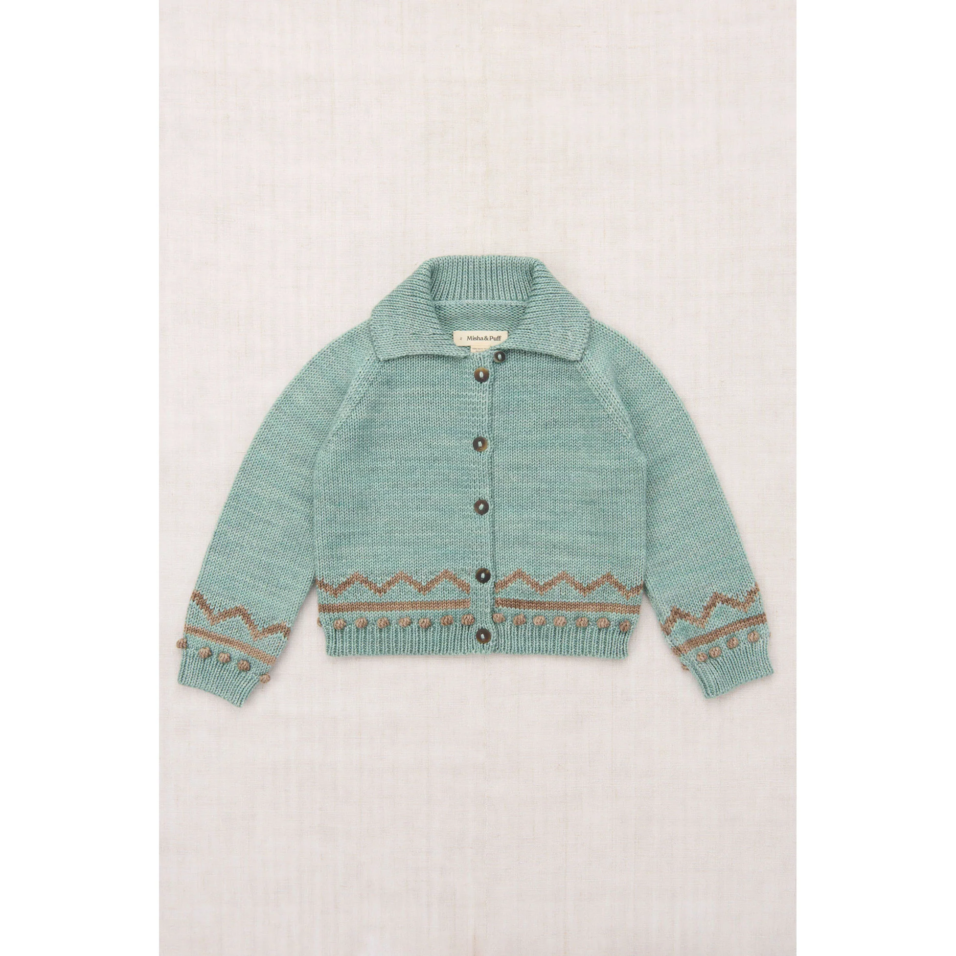 Misha and Puff Sage Zig Zag Cardigan