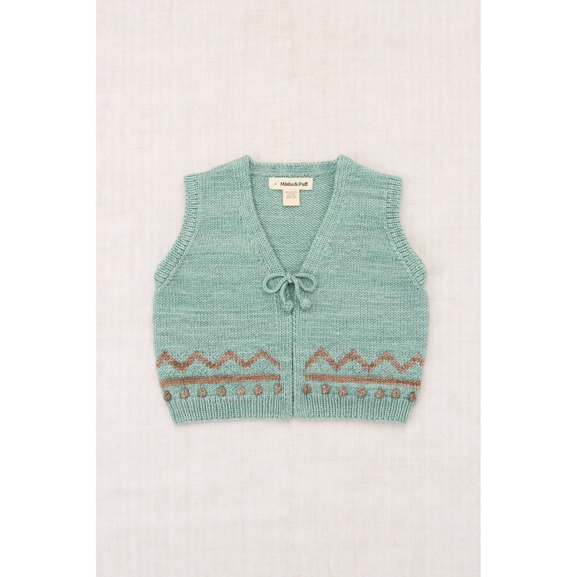 Misha and Puff Sage Zig Zag Vest