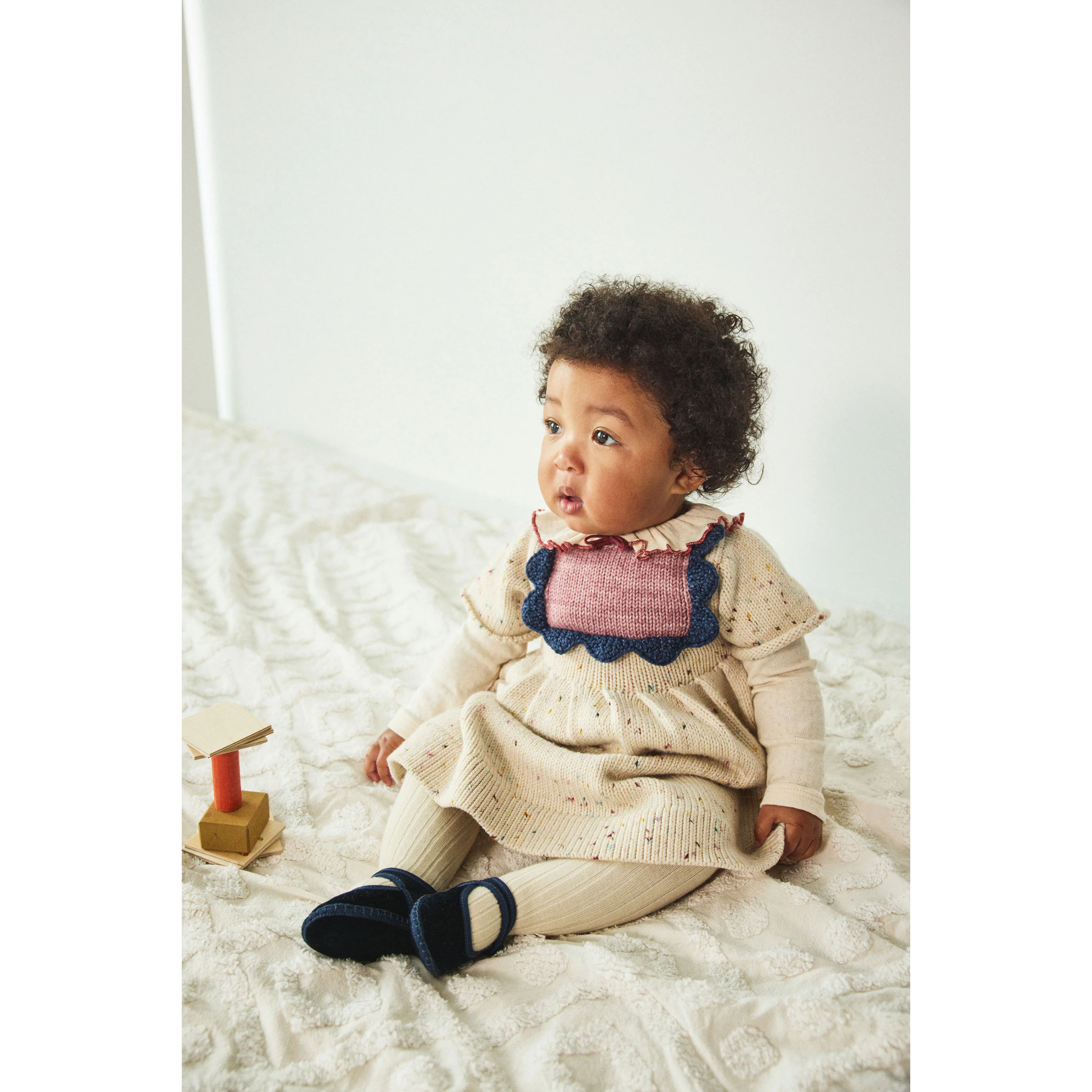 Misha and Puff  Snowglobe Confetti Baby Scallop Bib Dress - Image 2