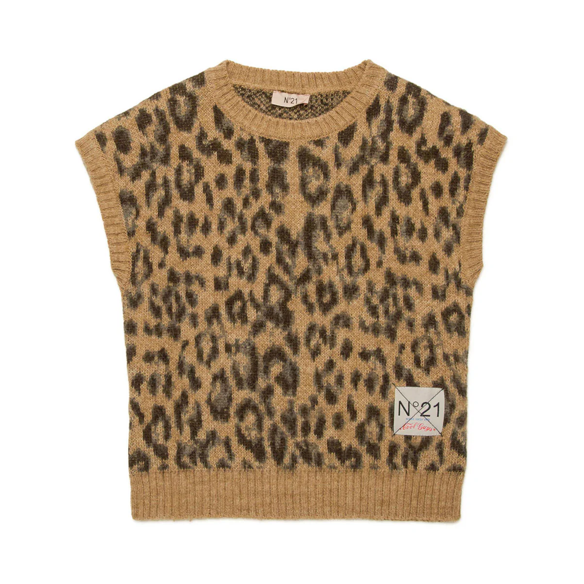 N21 Leopard Print Wool Blend Vest