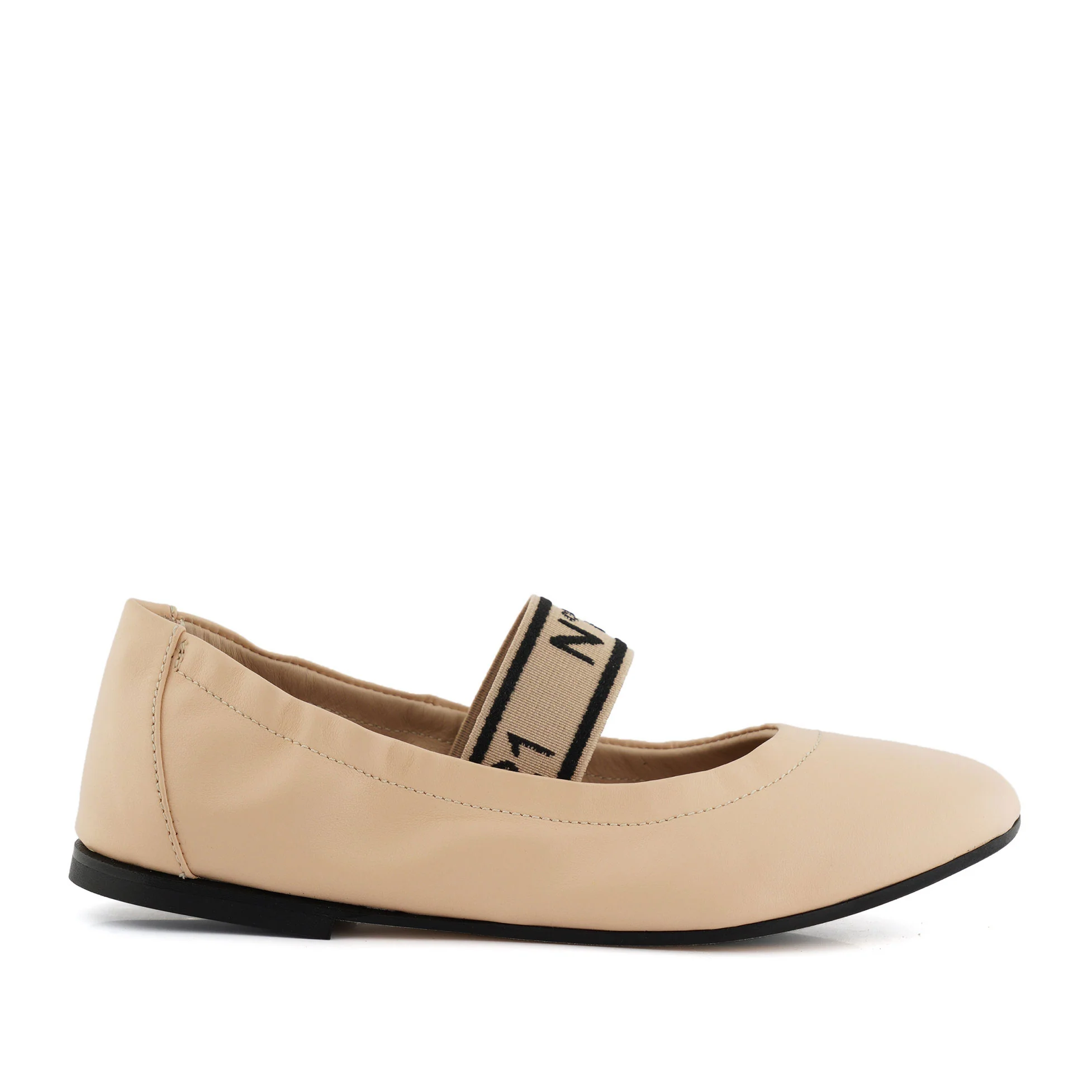 N21  Nude/Black Ballet Flat