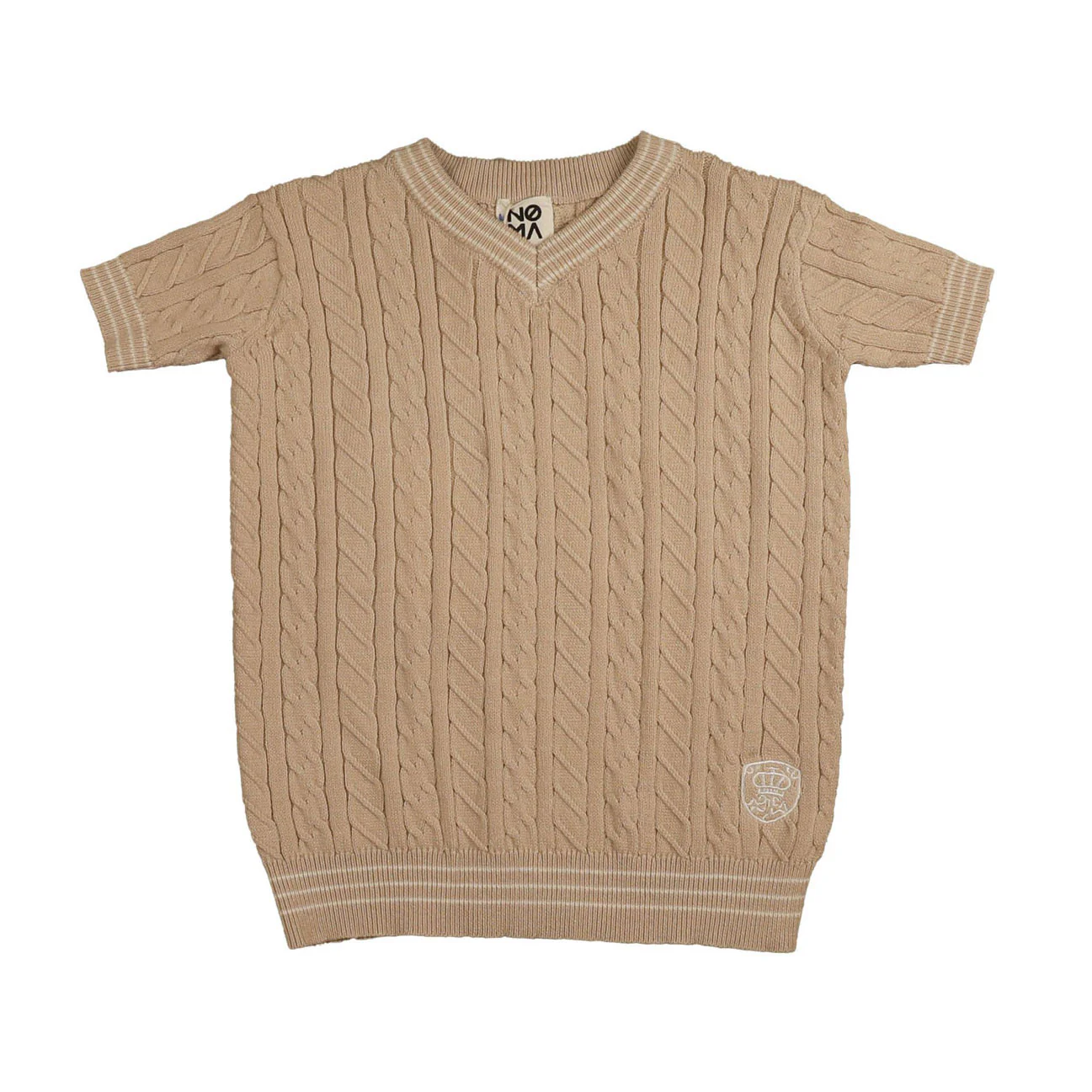 Noma Beige Cabled V Neck Knit