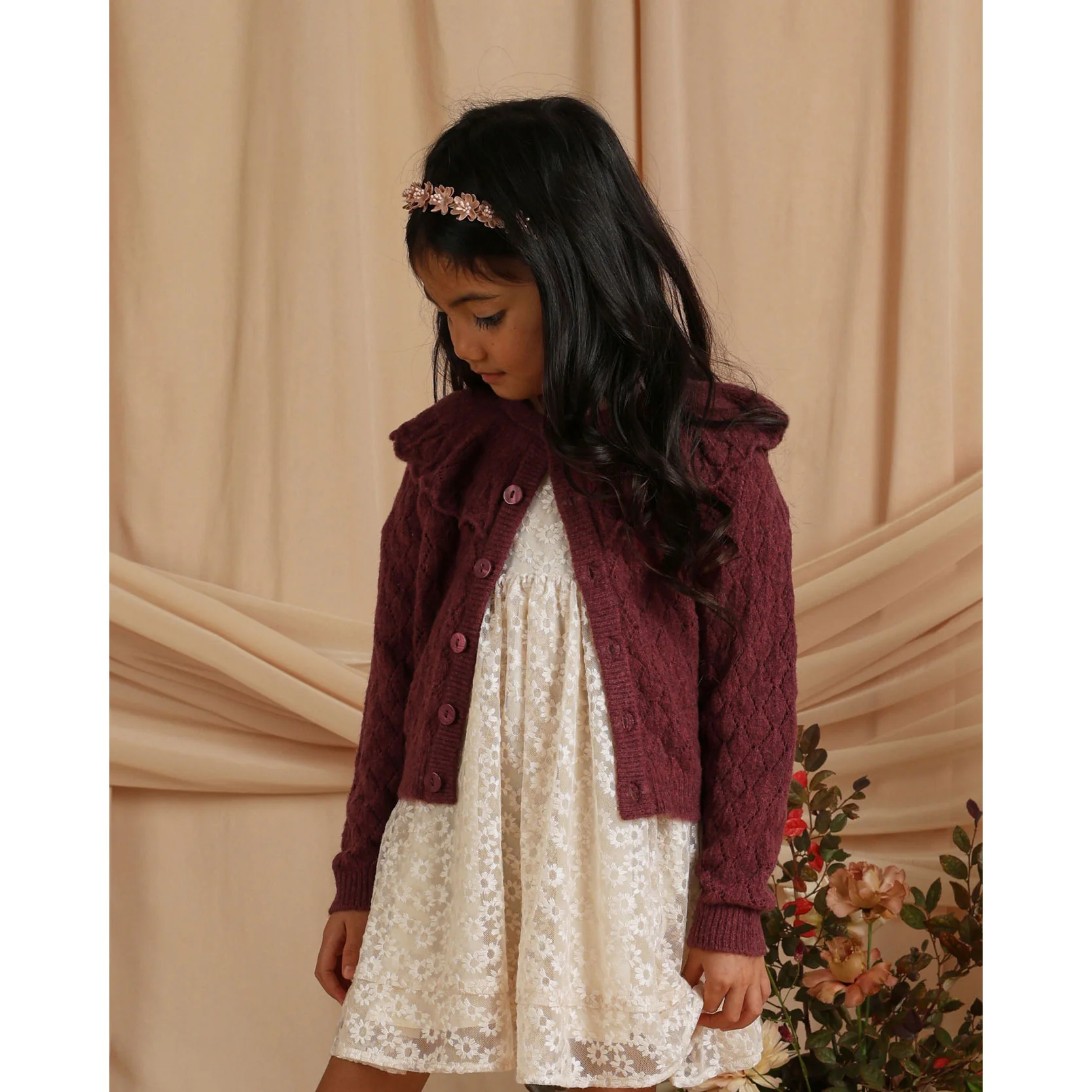 Noralee Fig Ruffle Cardigan - Image 2