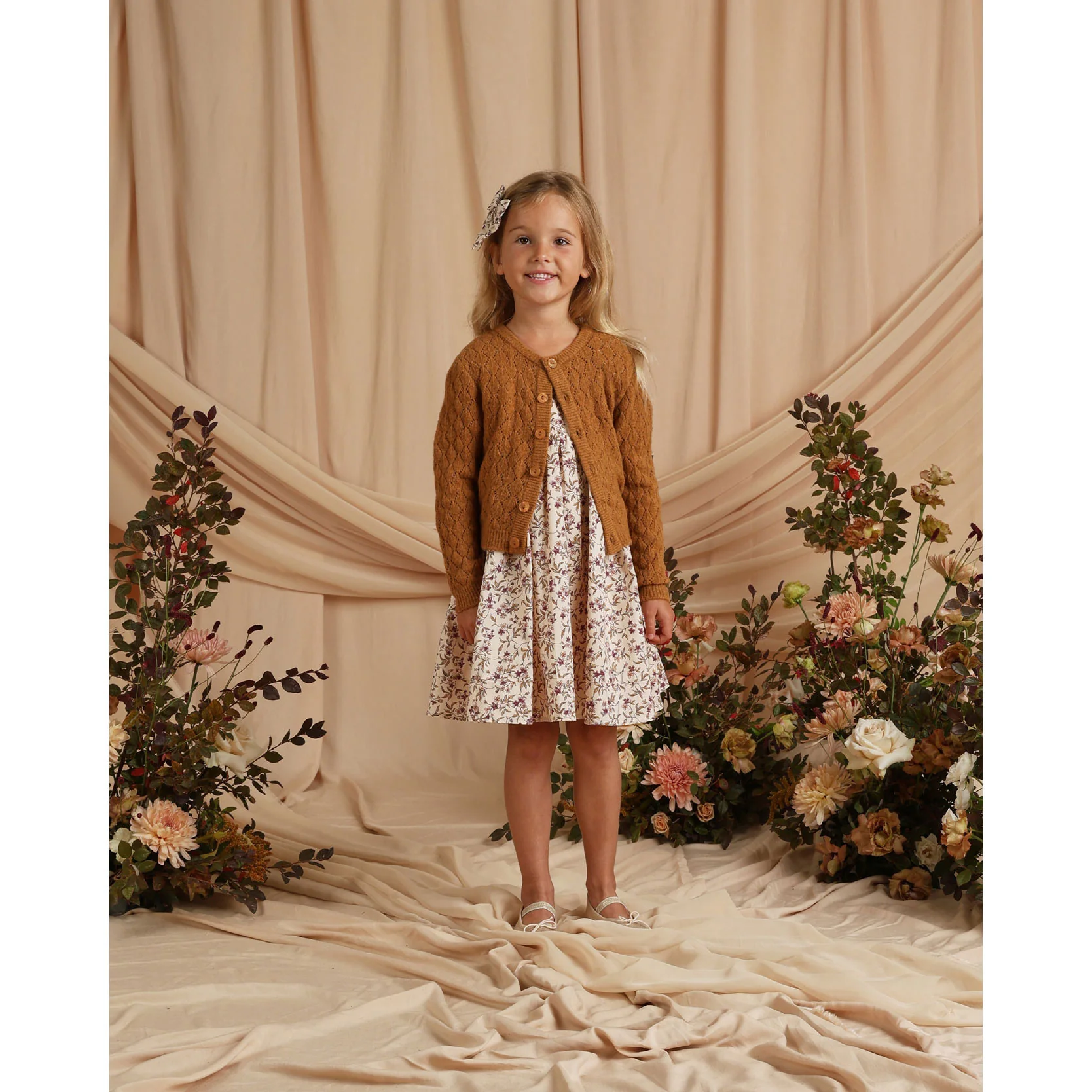 Noralee Golden Cropped Pointelle Cardigan - Image 2