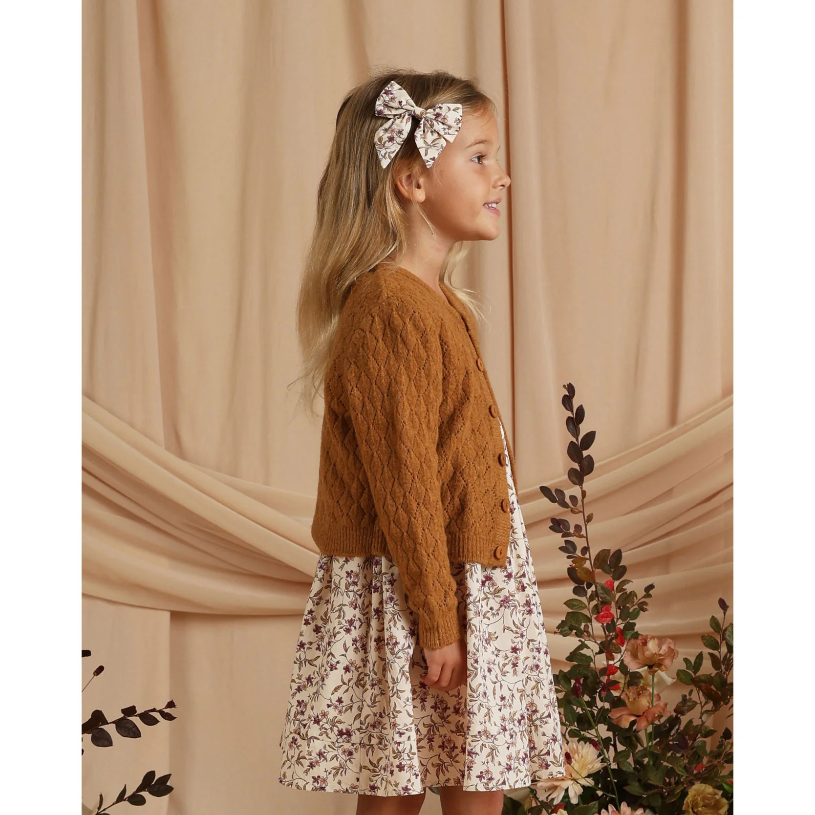 Noralee Golden Cropped Pointelle Cardigan - Image 3