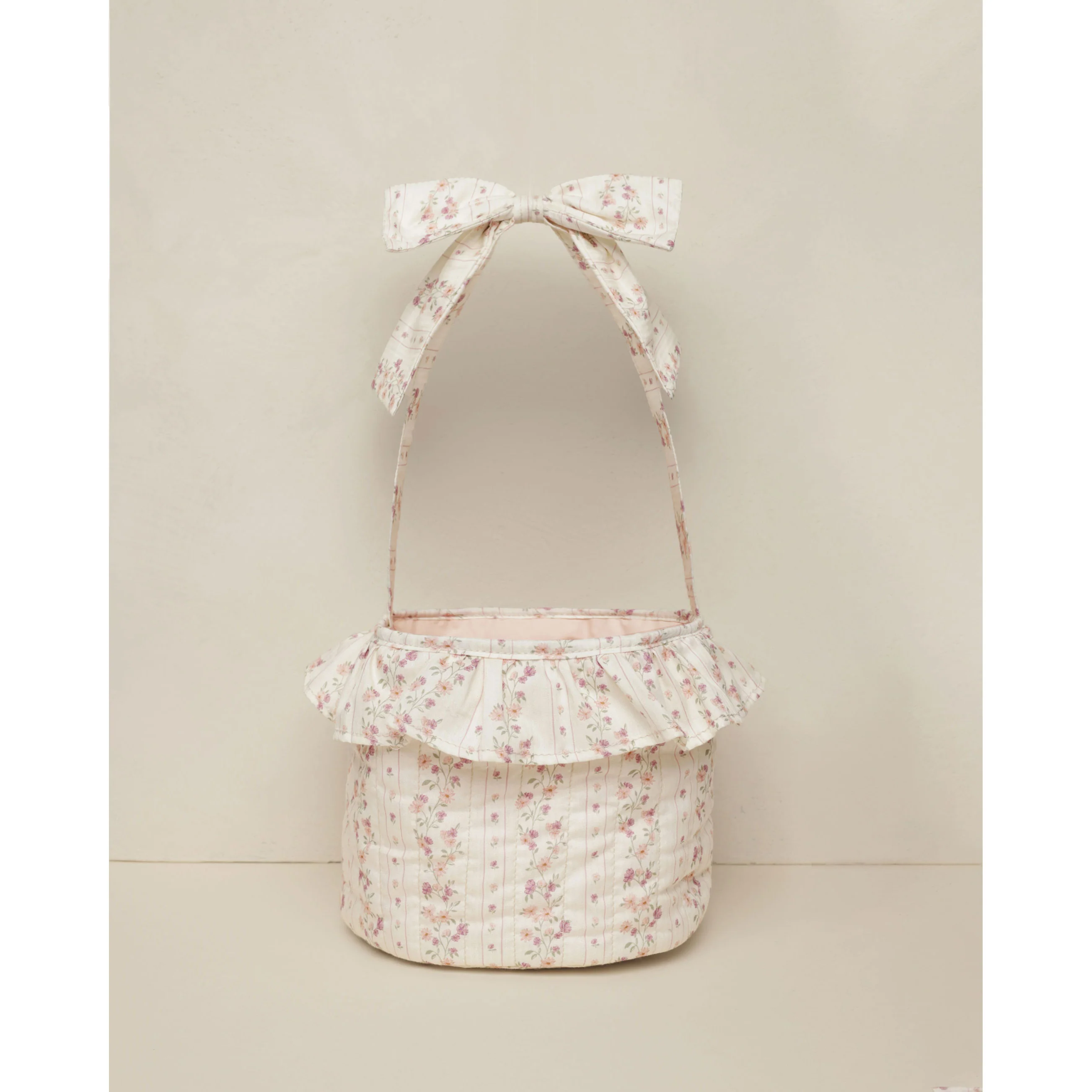 Noralee Ivory Floral Stripe Easter Basket