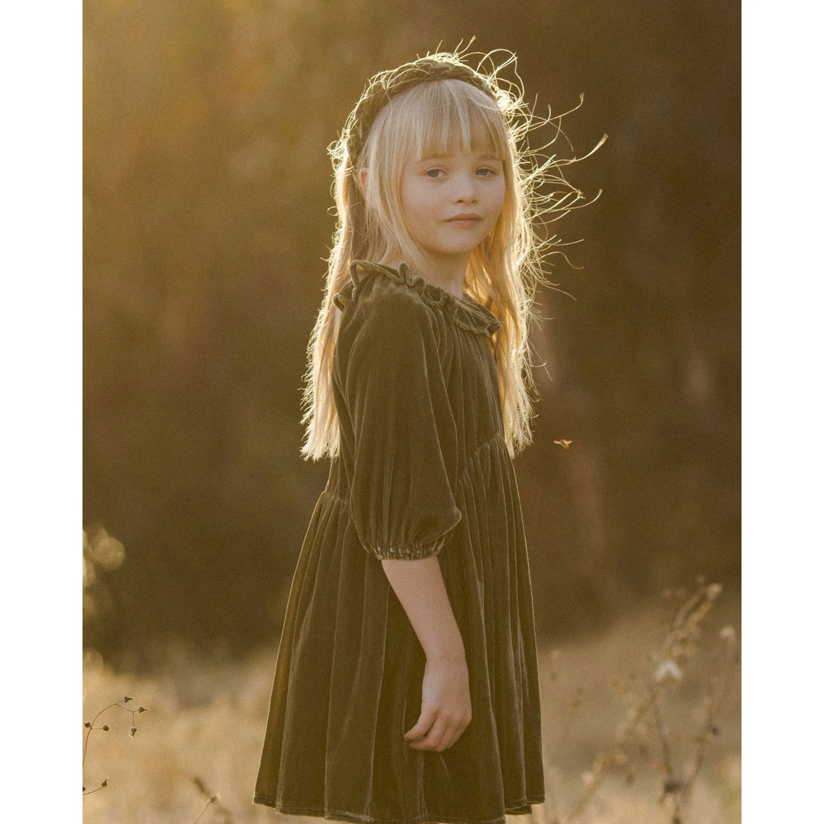 Noralee Olive Velvet Braided Headband - Image 2