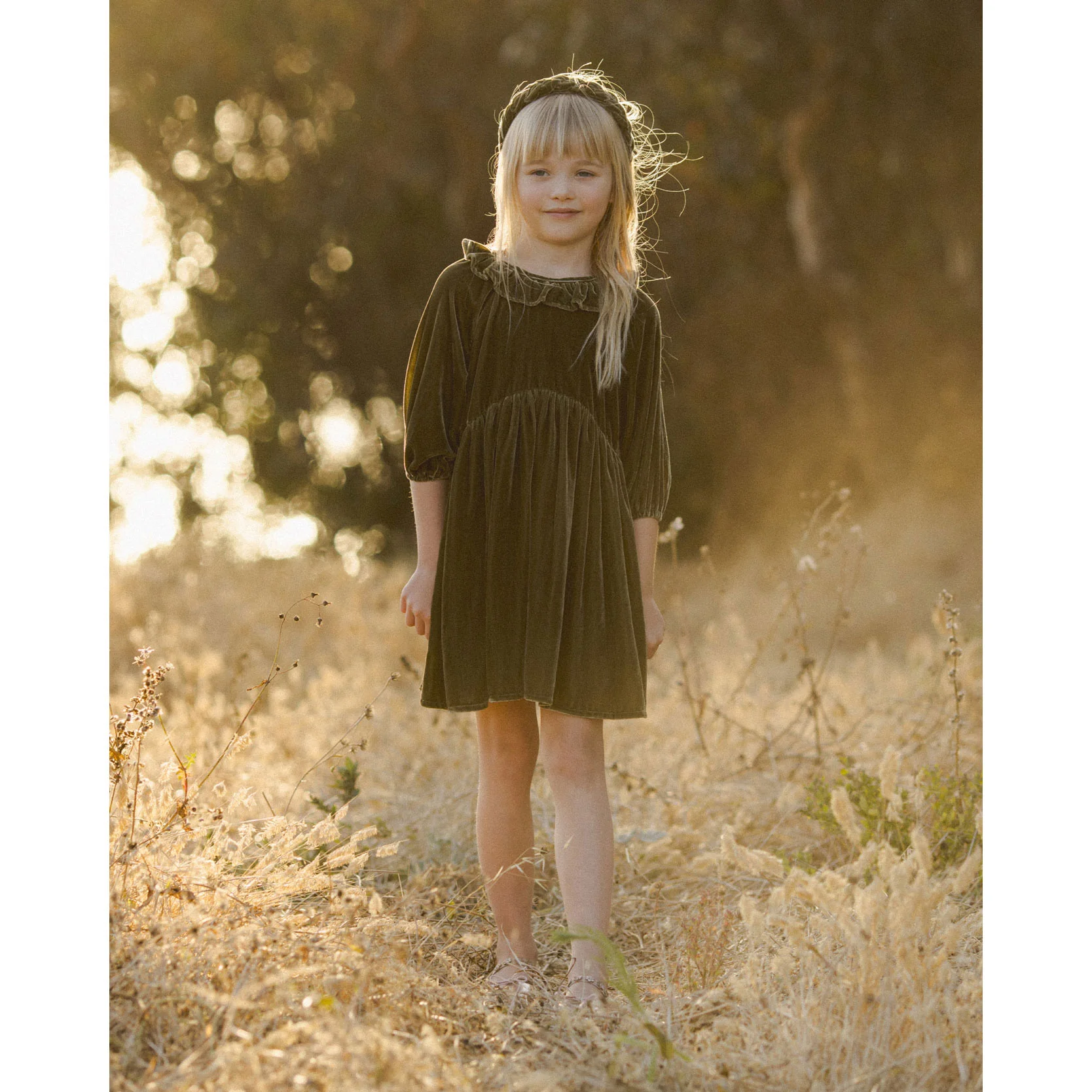 Noralee Olive Velvet Braided Headband - Image 3
