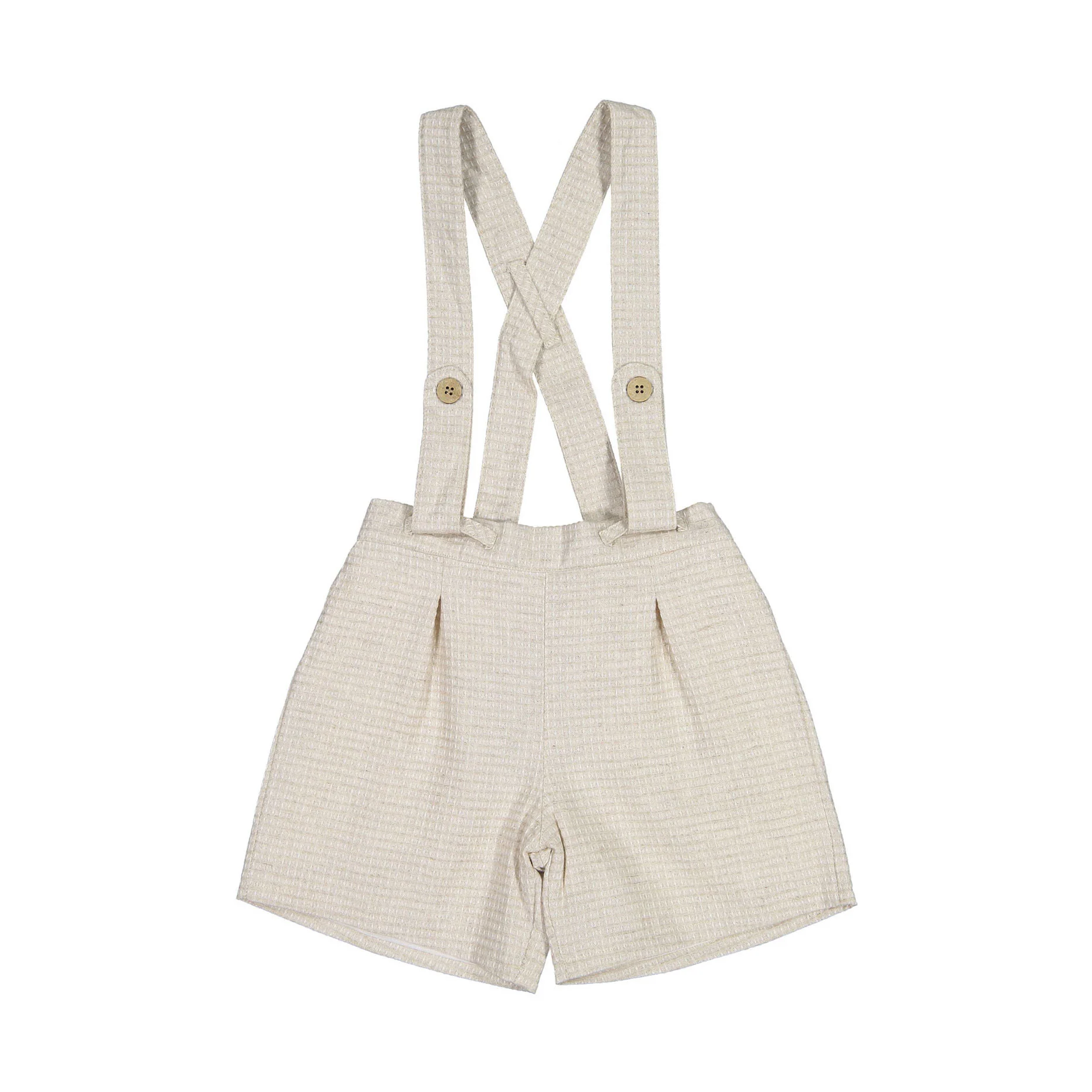 Nueces Beige Textured Suspender Shorts